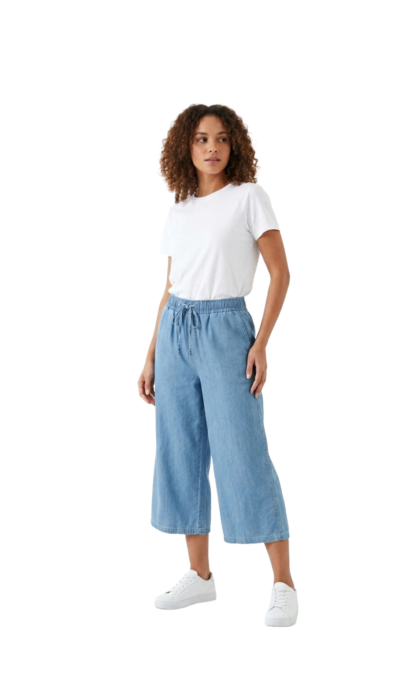 Capri de imitacion mezclilla con elastico en cintura