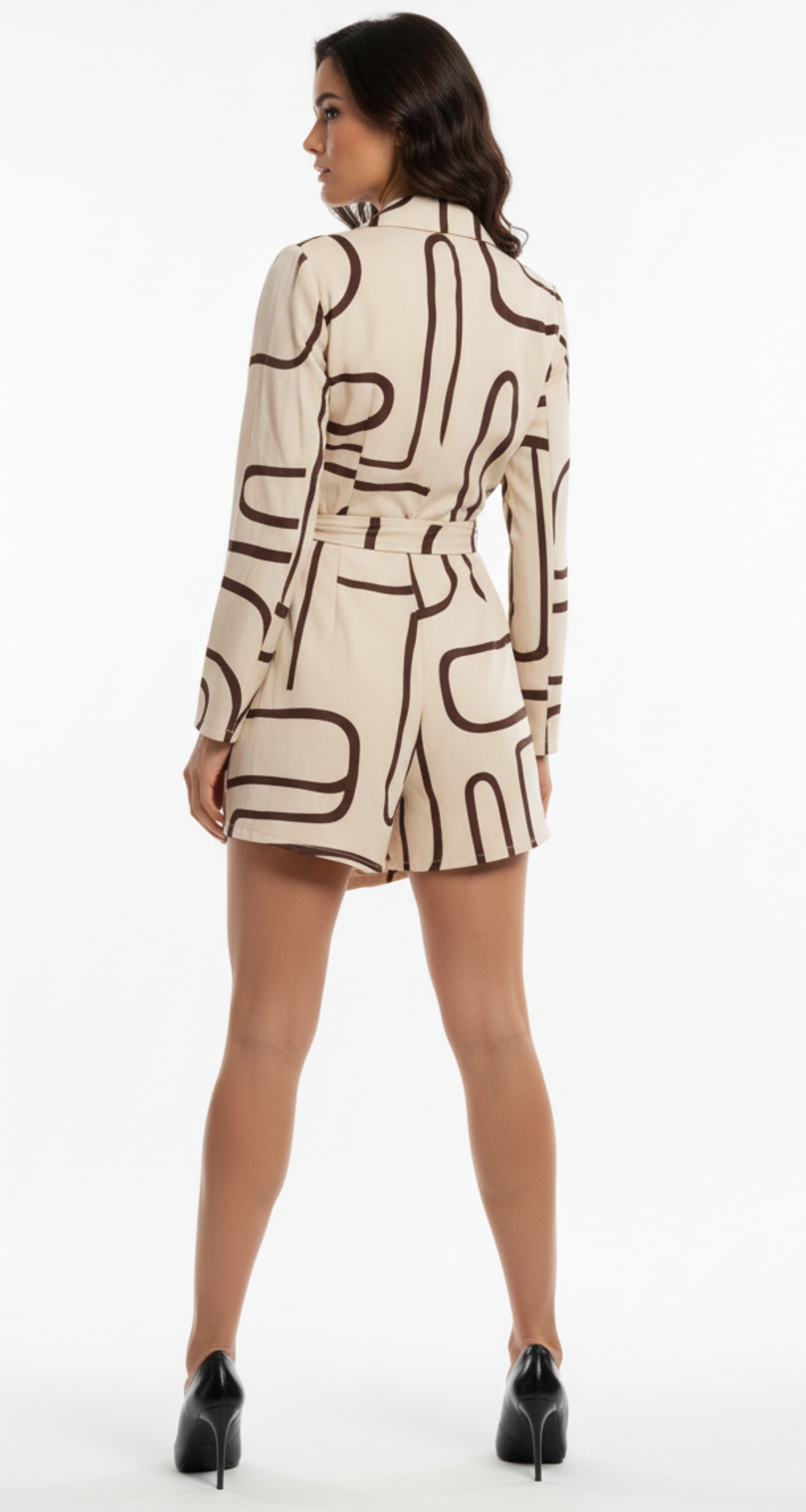 Romper estampado de grecas con solapa amarre lateral