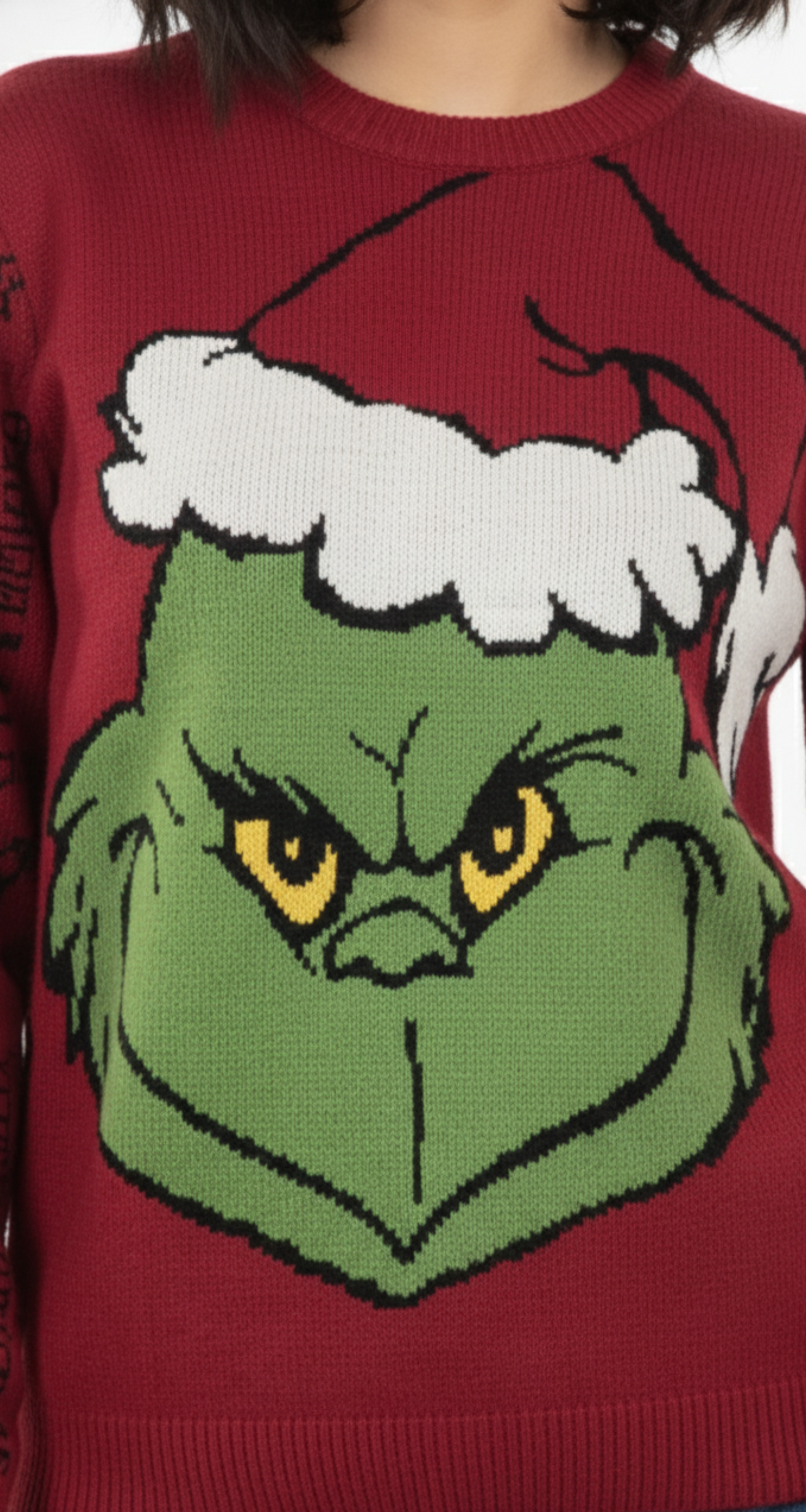 Suéter tejido con estampado de grinch navideño