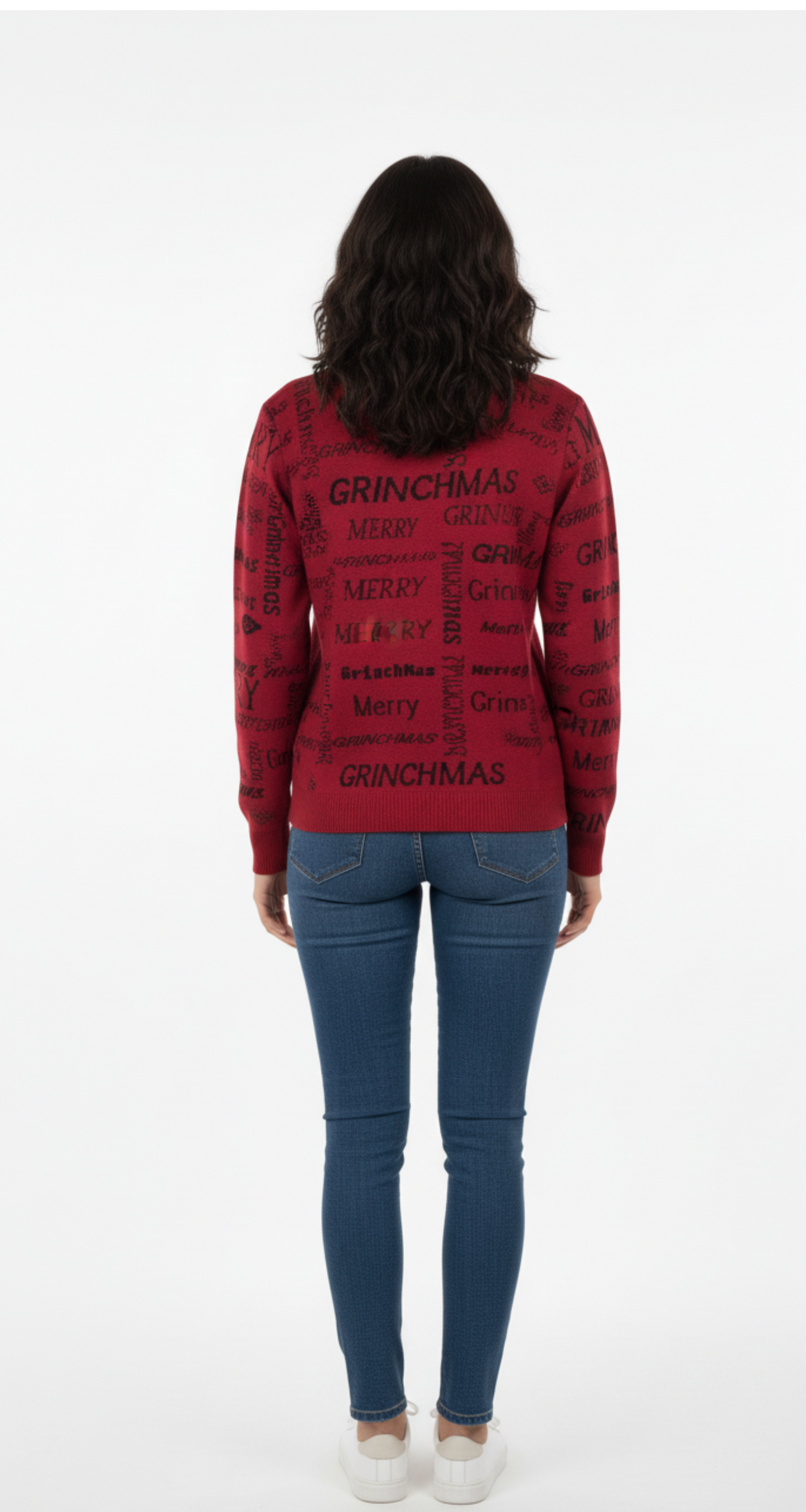 Suéter tejido con estampado de grinch navideño