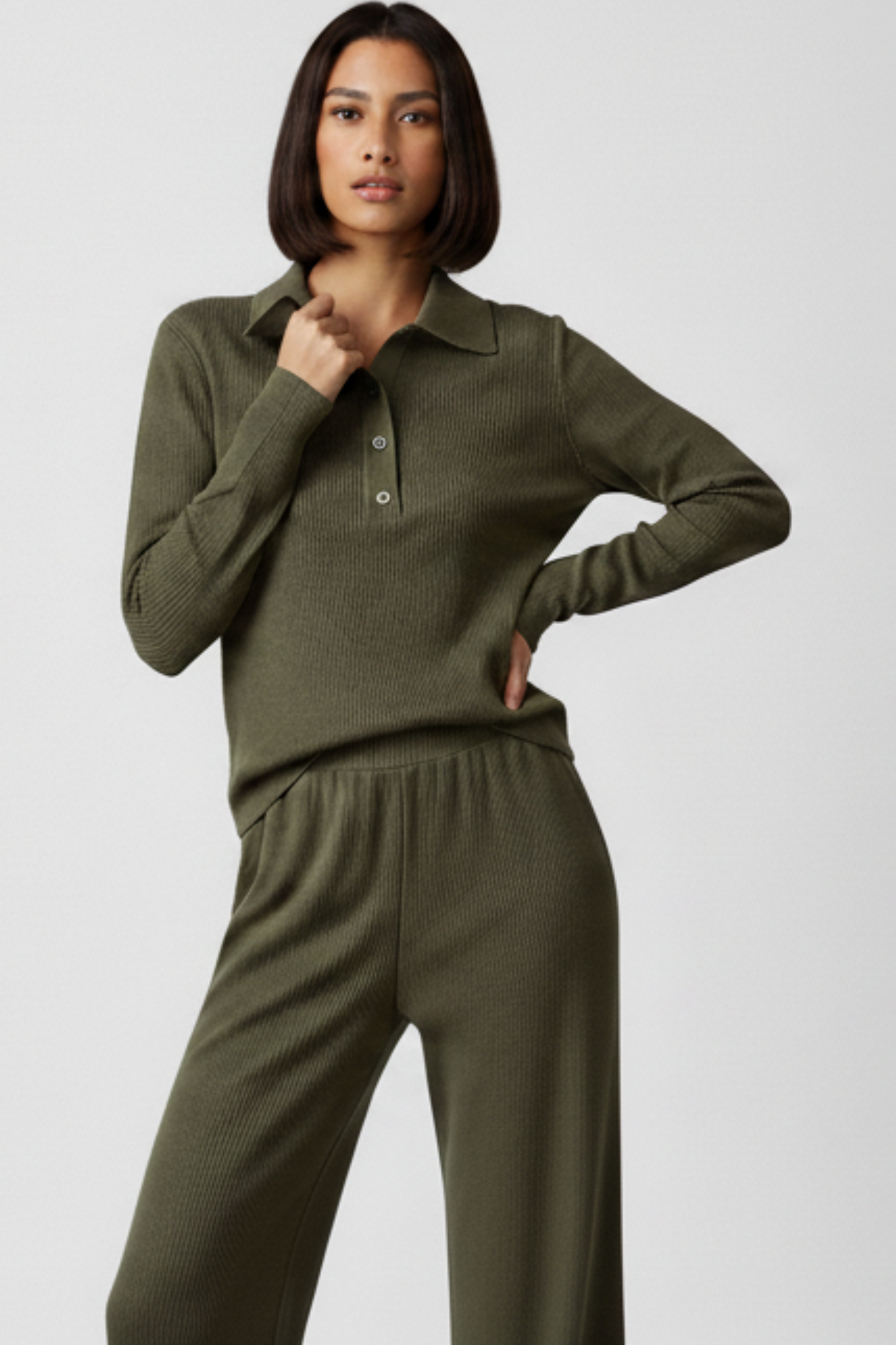 Conjunto de dos piezas verde acanalado