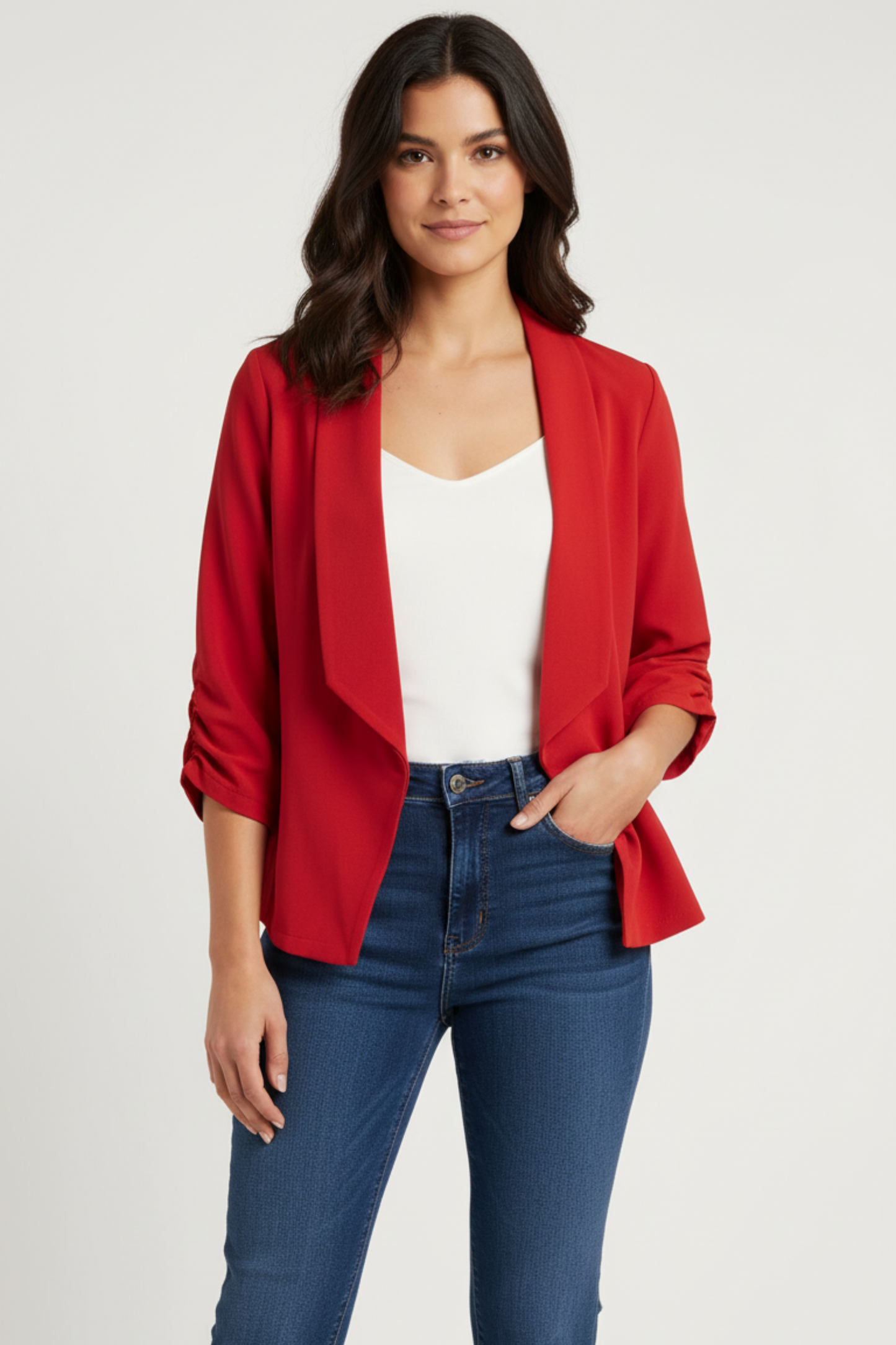 Blaser rojo con solapas abierto