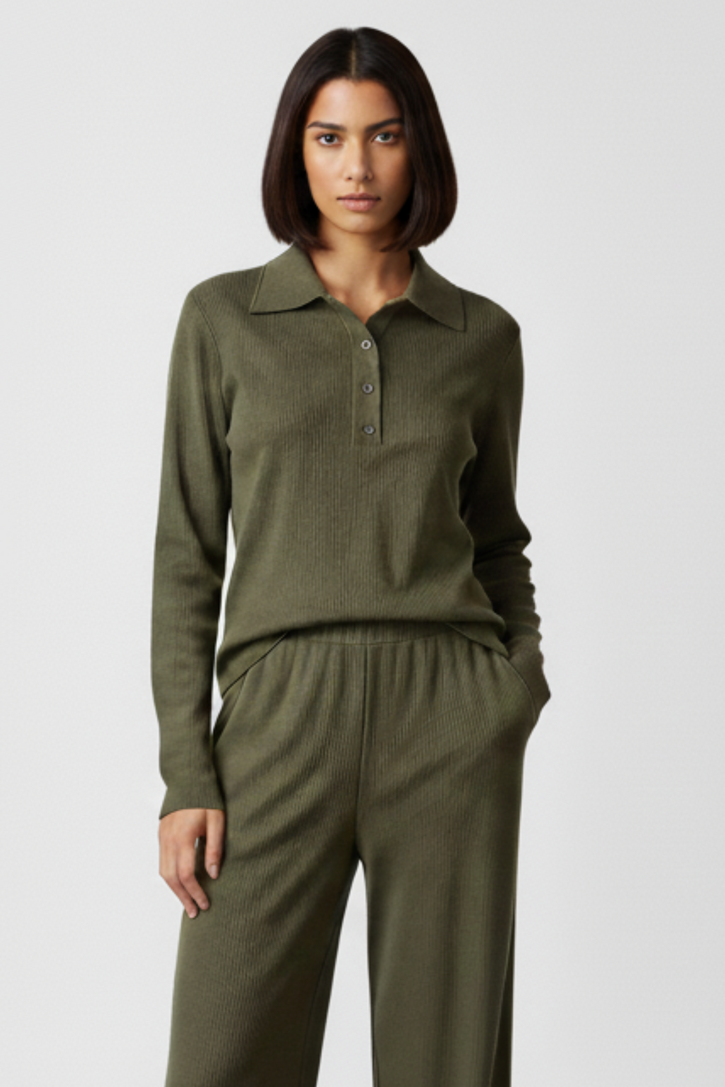 Conjunto de dos piezas verde acanalado