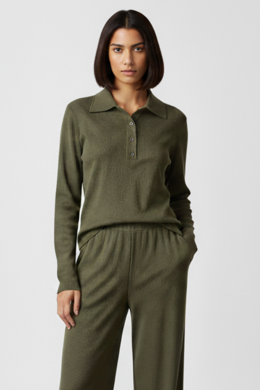 Conjunto de dos piezas verde acanalado