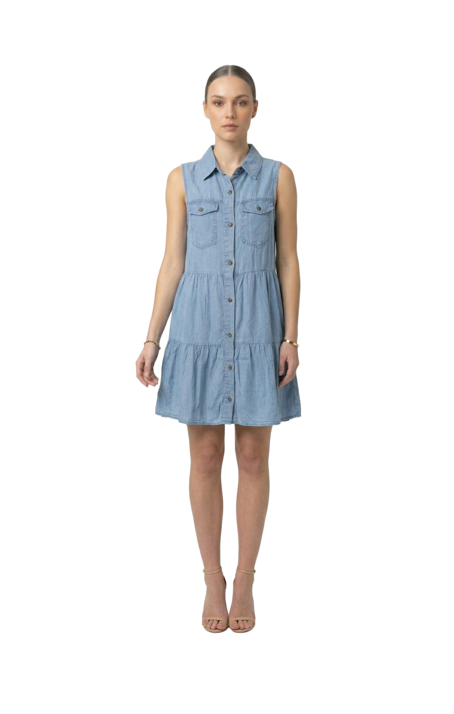Vestido de mezclilla seccionado abotonado