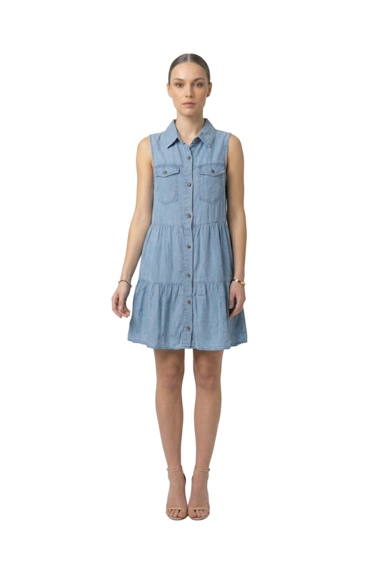 Vestido de mezclilla seccionado abotonado