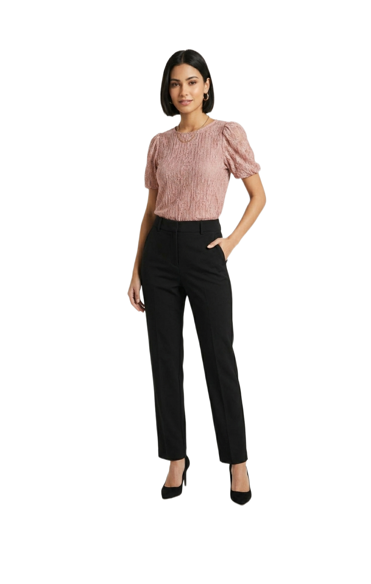 Blusa rosa plisada con manga tipo globo