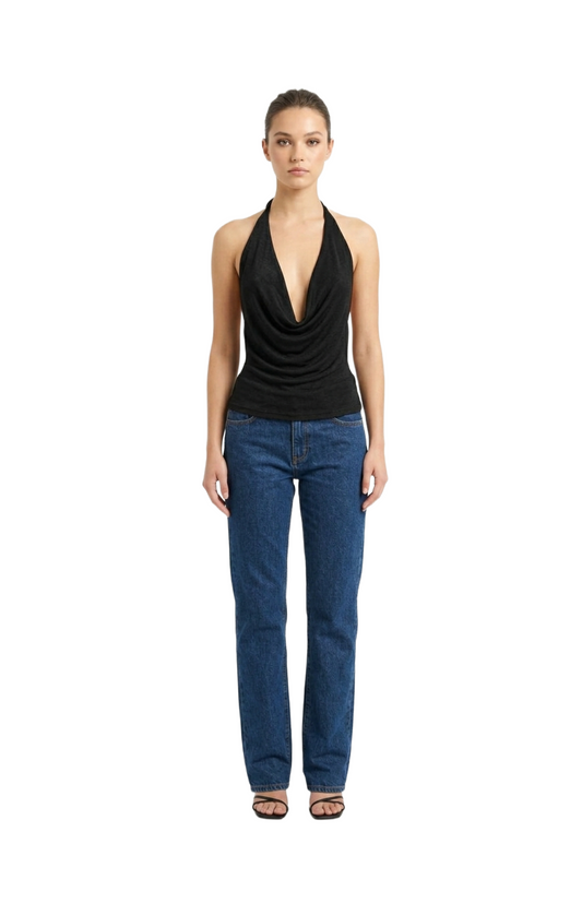 Tank top negro tipo mesh con espalda descubierta