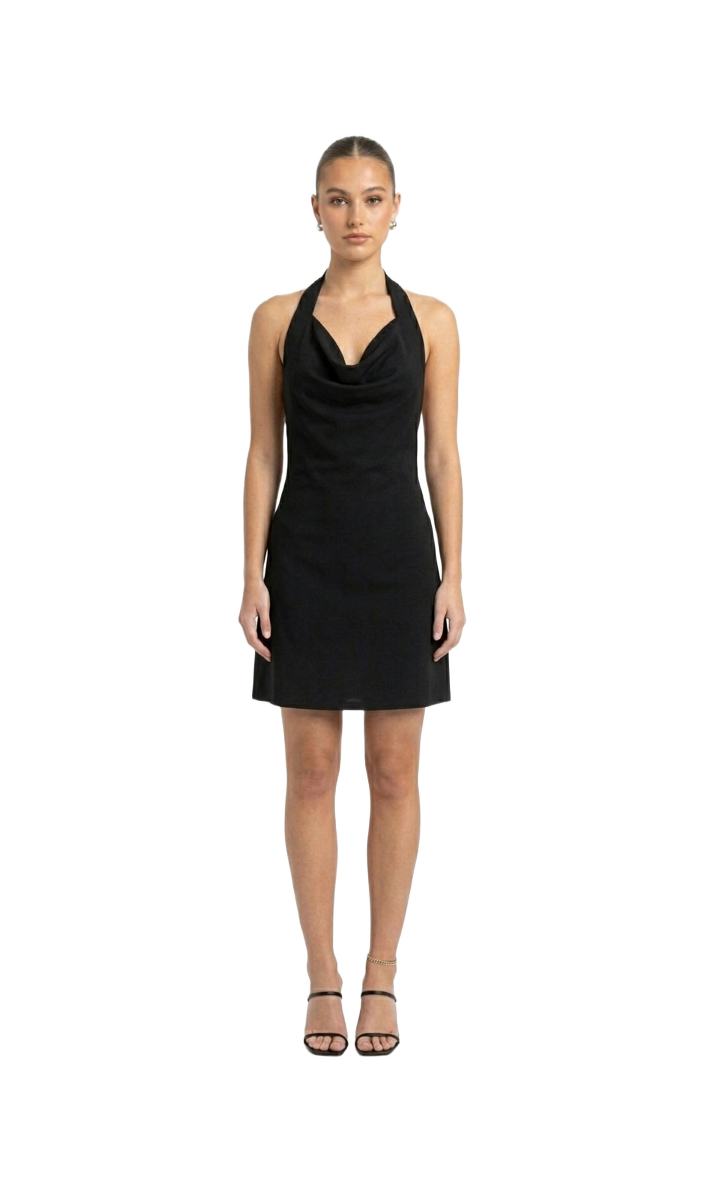 Vestido negro con espalda tipo halter negro