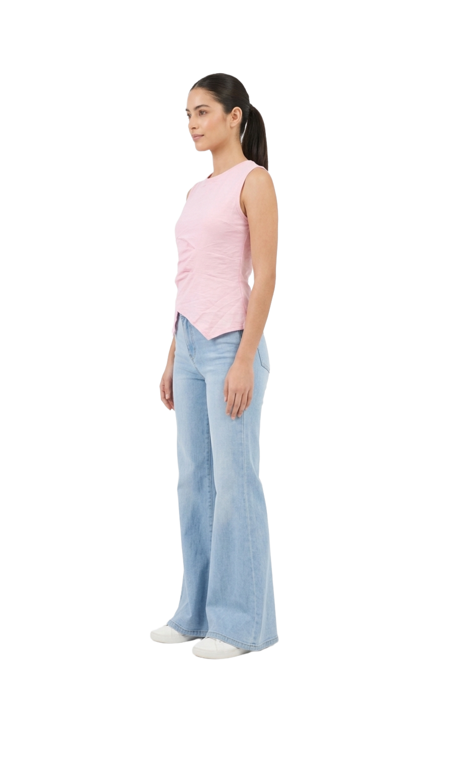 Blusa rosa cruzada plisada
