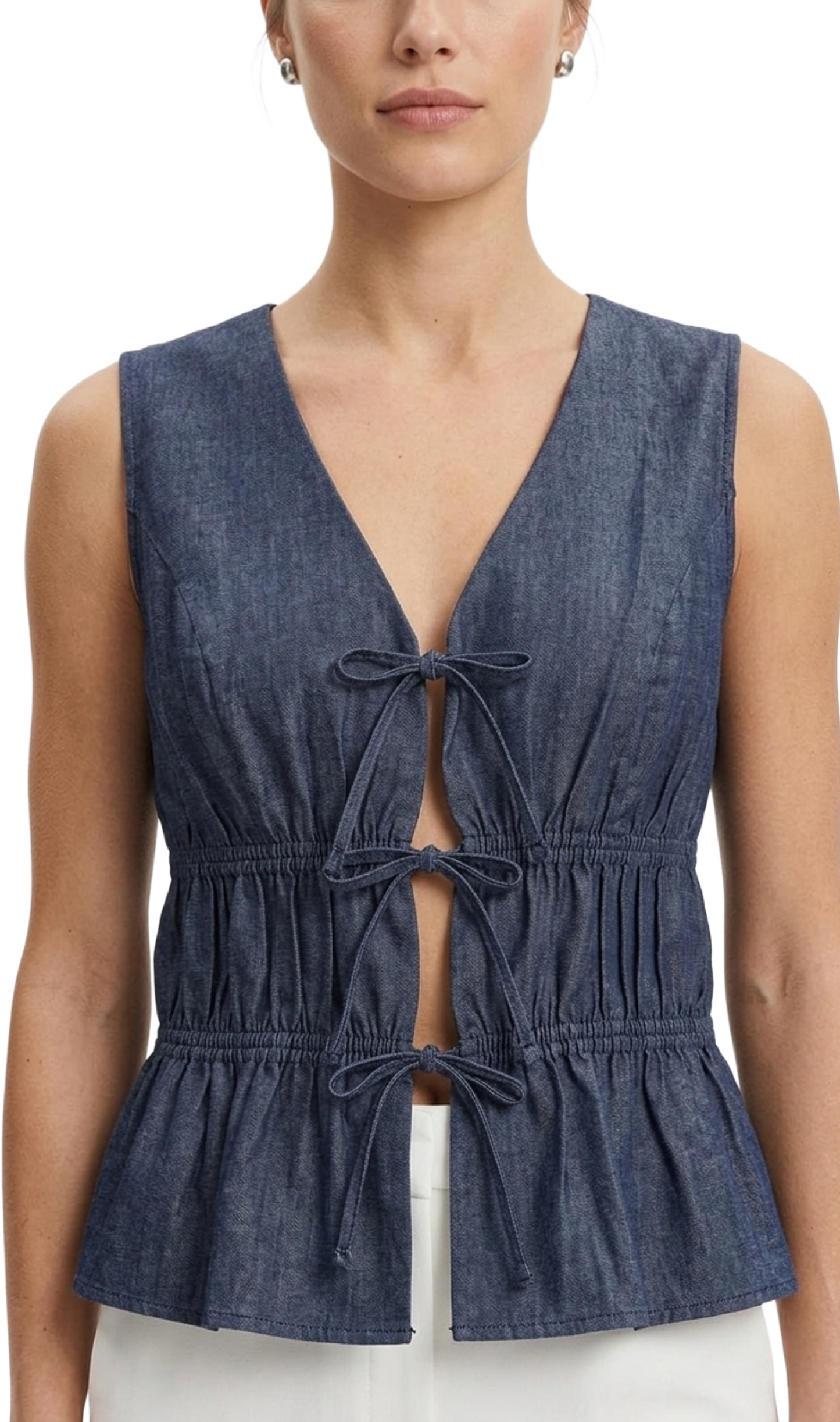 Blusa plisada con amarres