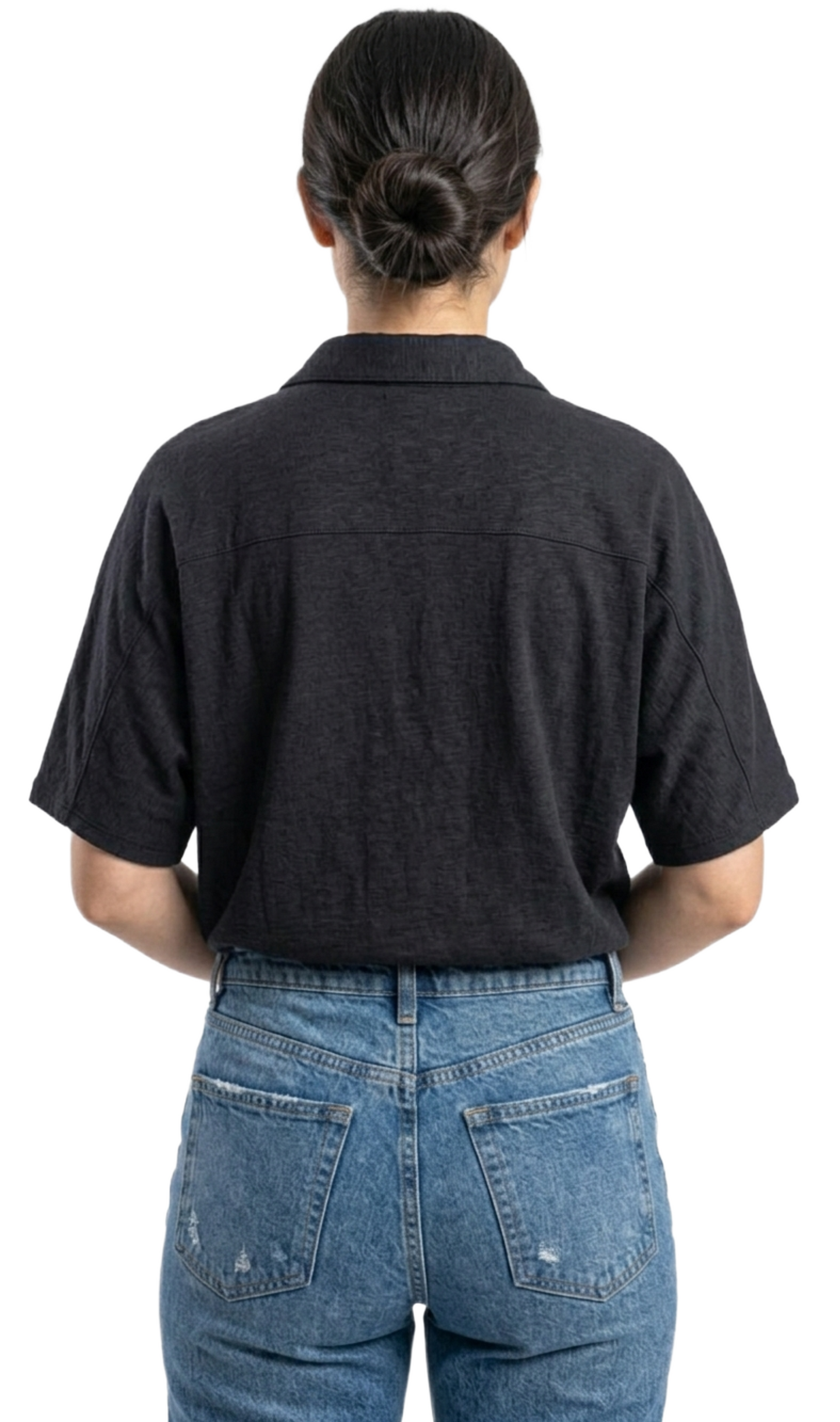 Blusa oversize manga corta abotonada