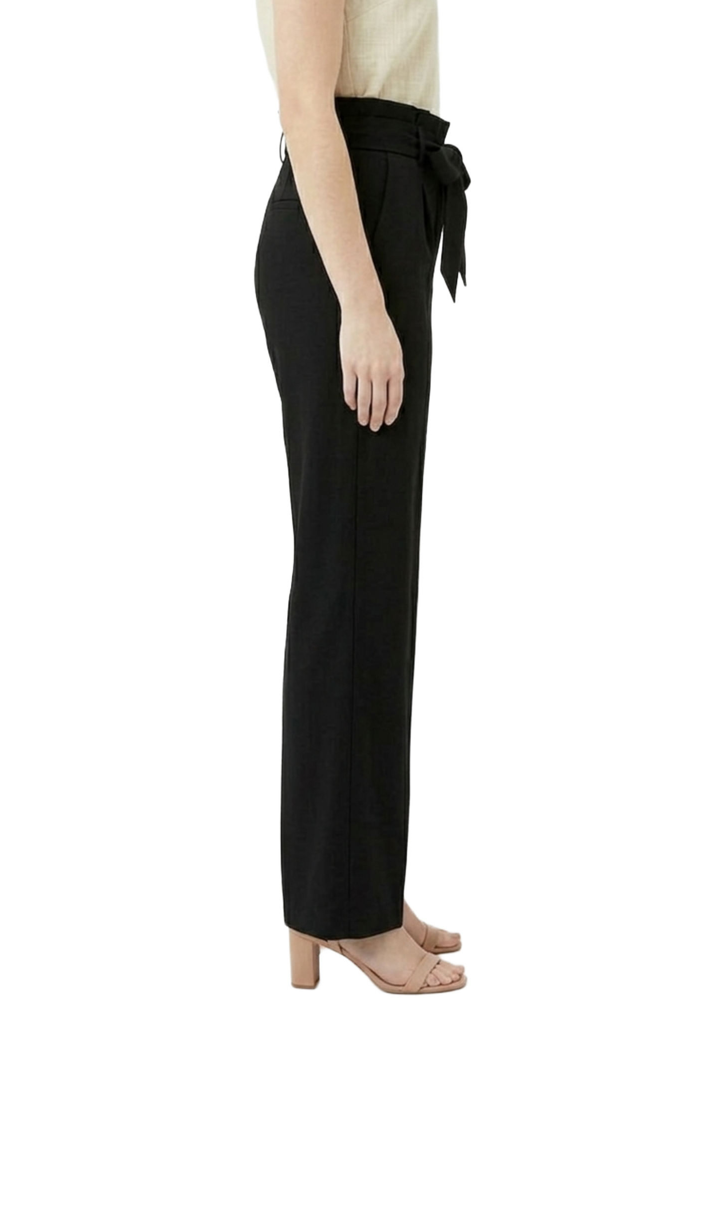 Pantalón negro de vestir con cinturón de tela