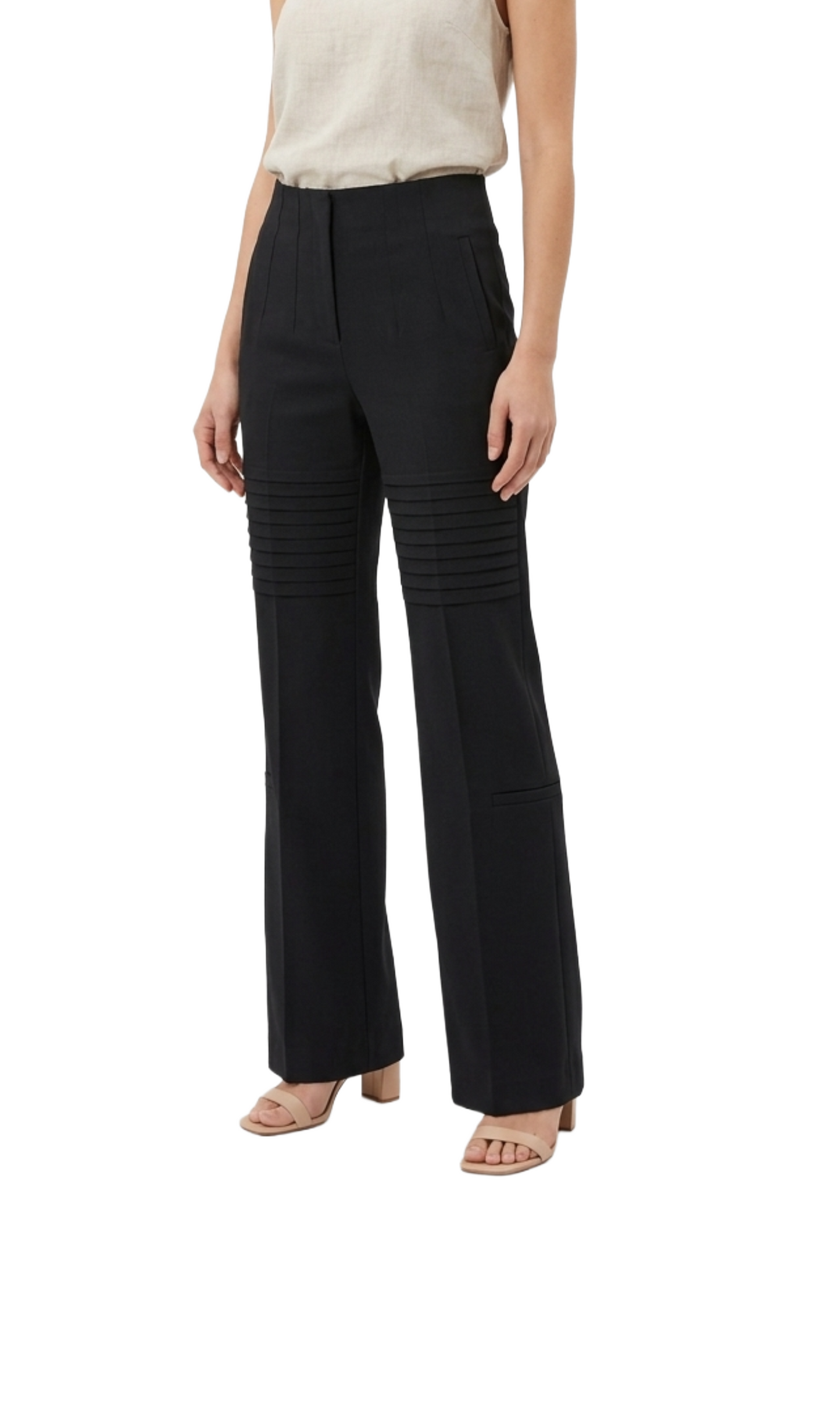 Pantalón beige con pinzas cierre de ziper