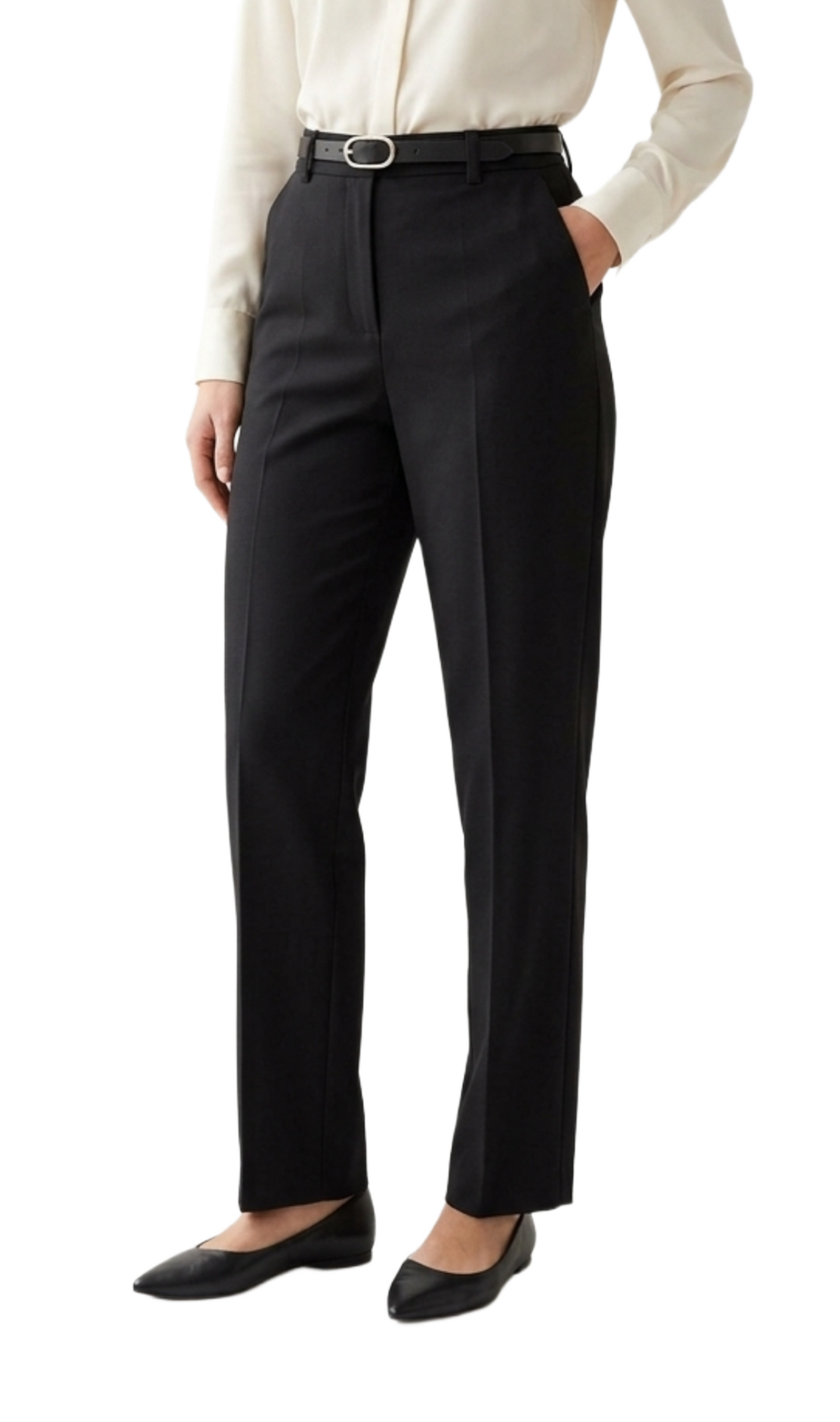 Pantalón de vestir con bolsas laterales y cinturón