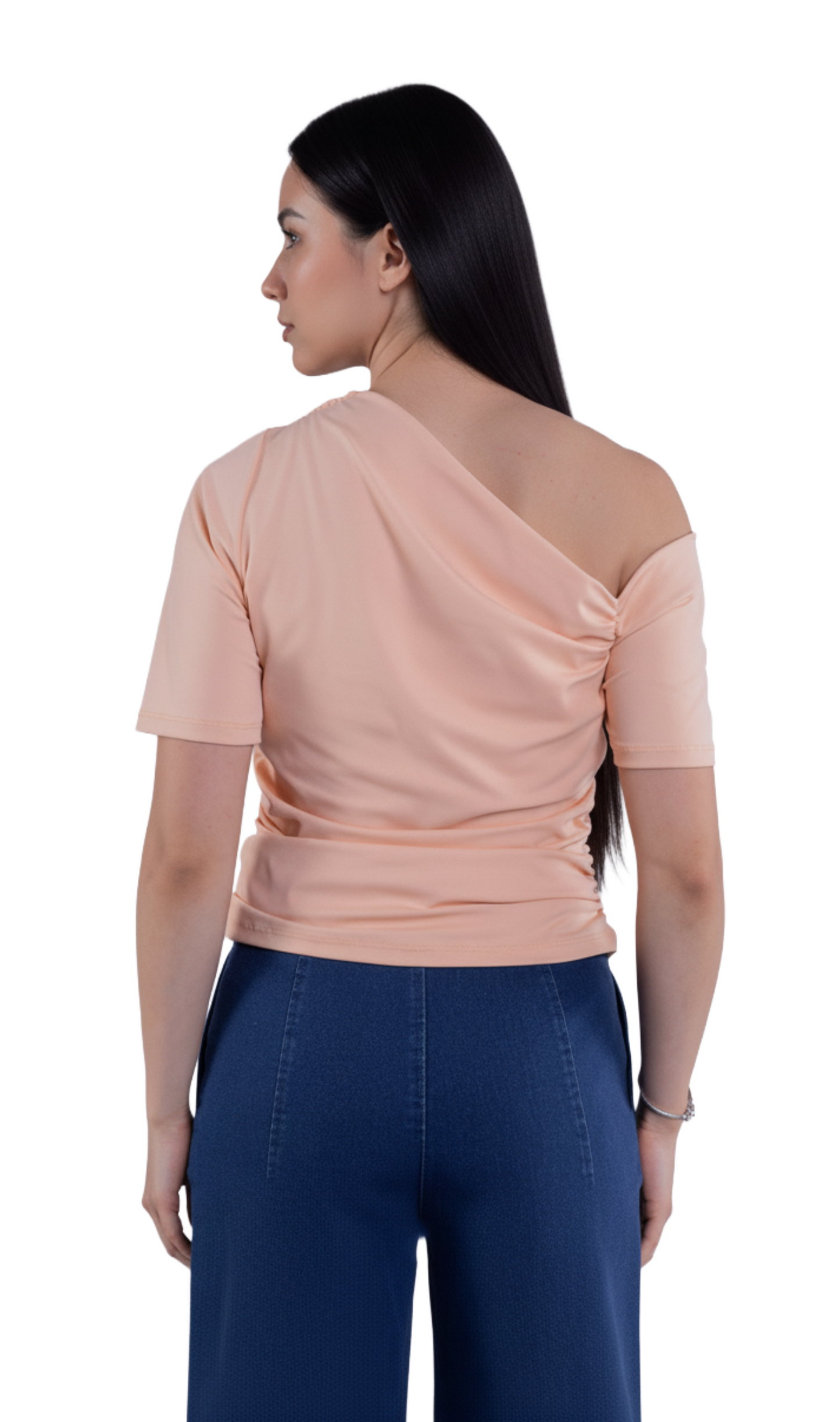Blusa de manga corta con plisados laterales