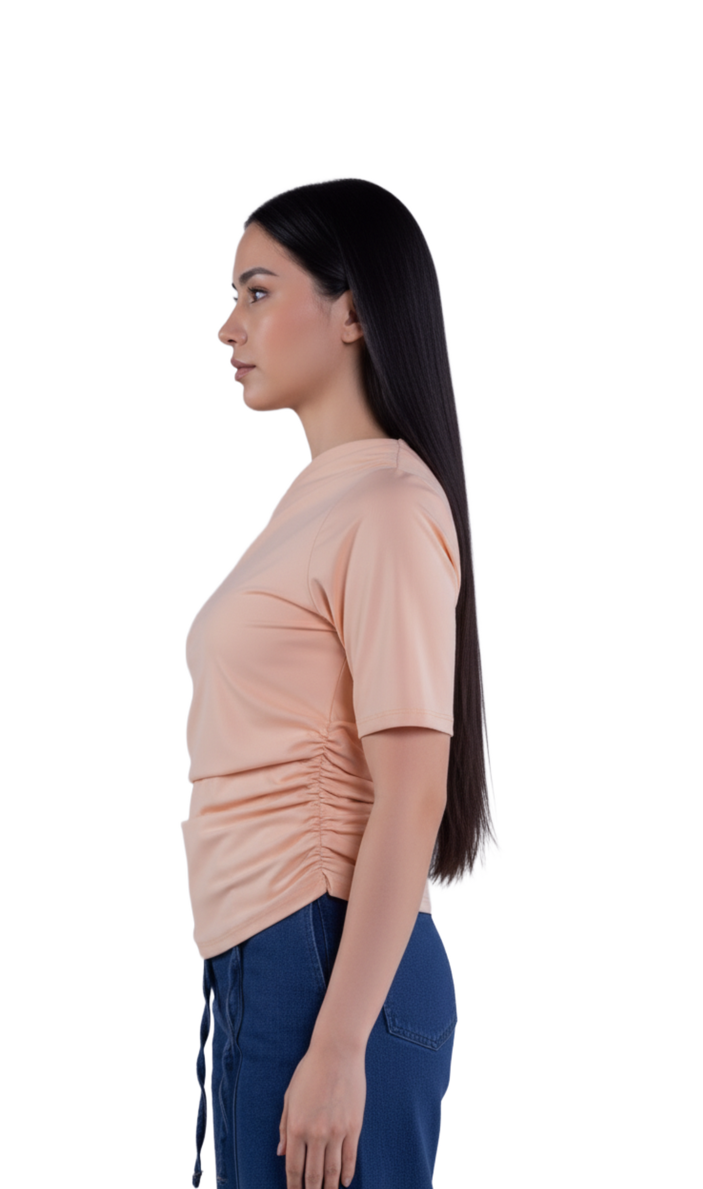 Blusa de manga corta con plisados laterales