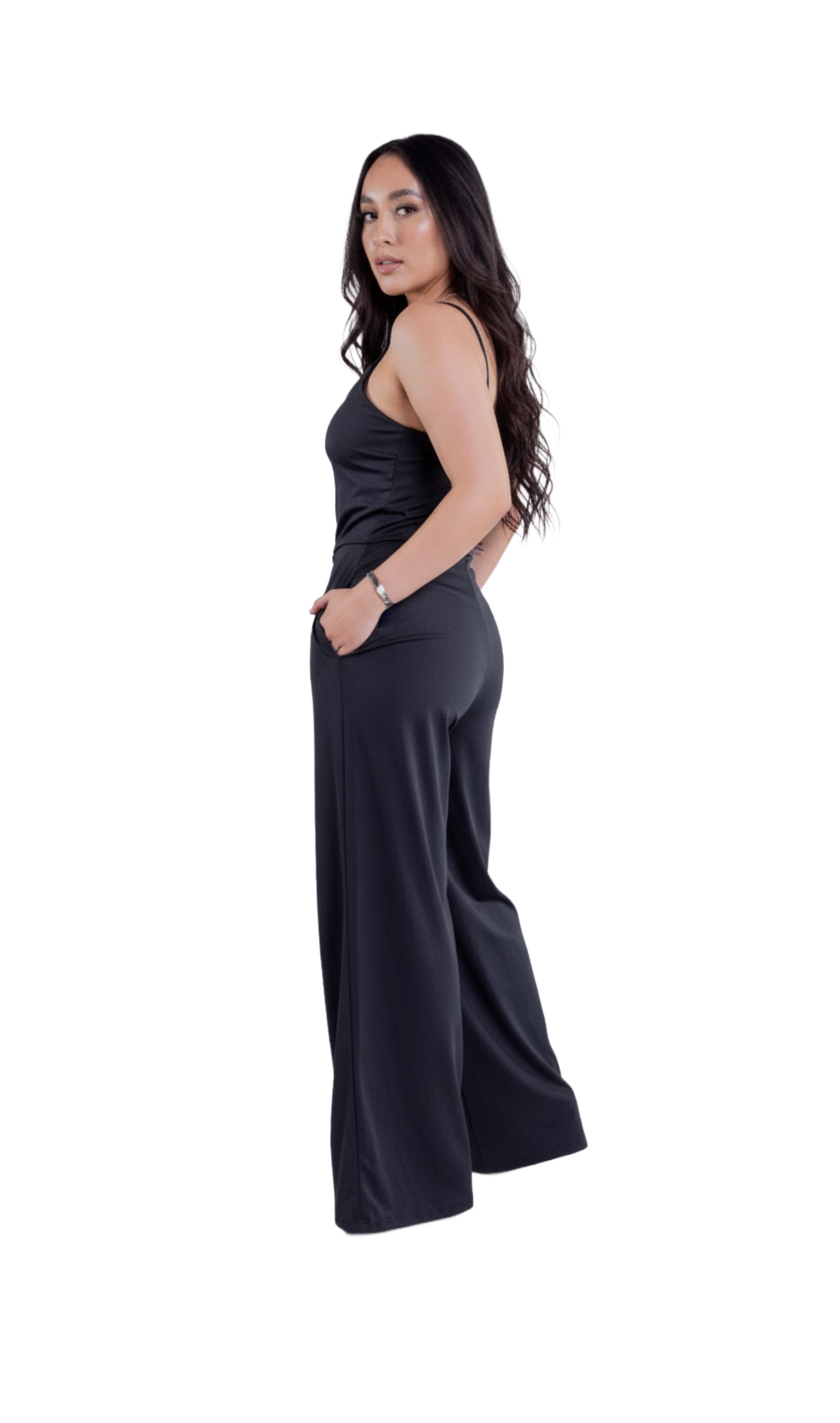 Jumper de tirantes con bolsas laterales y escote en espalda
