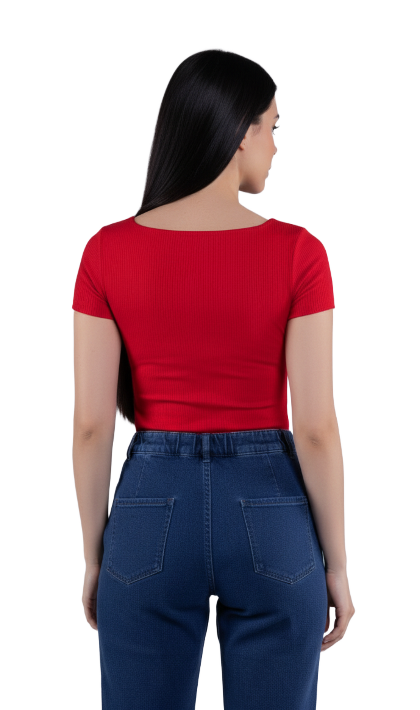 Crop top cuello cuadrado color rojo