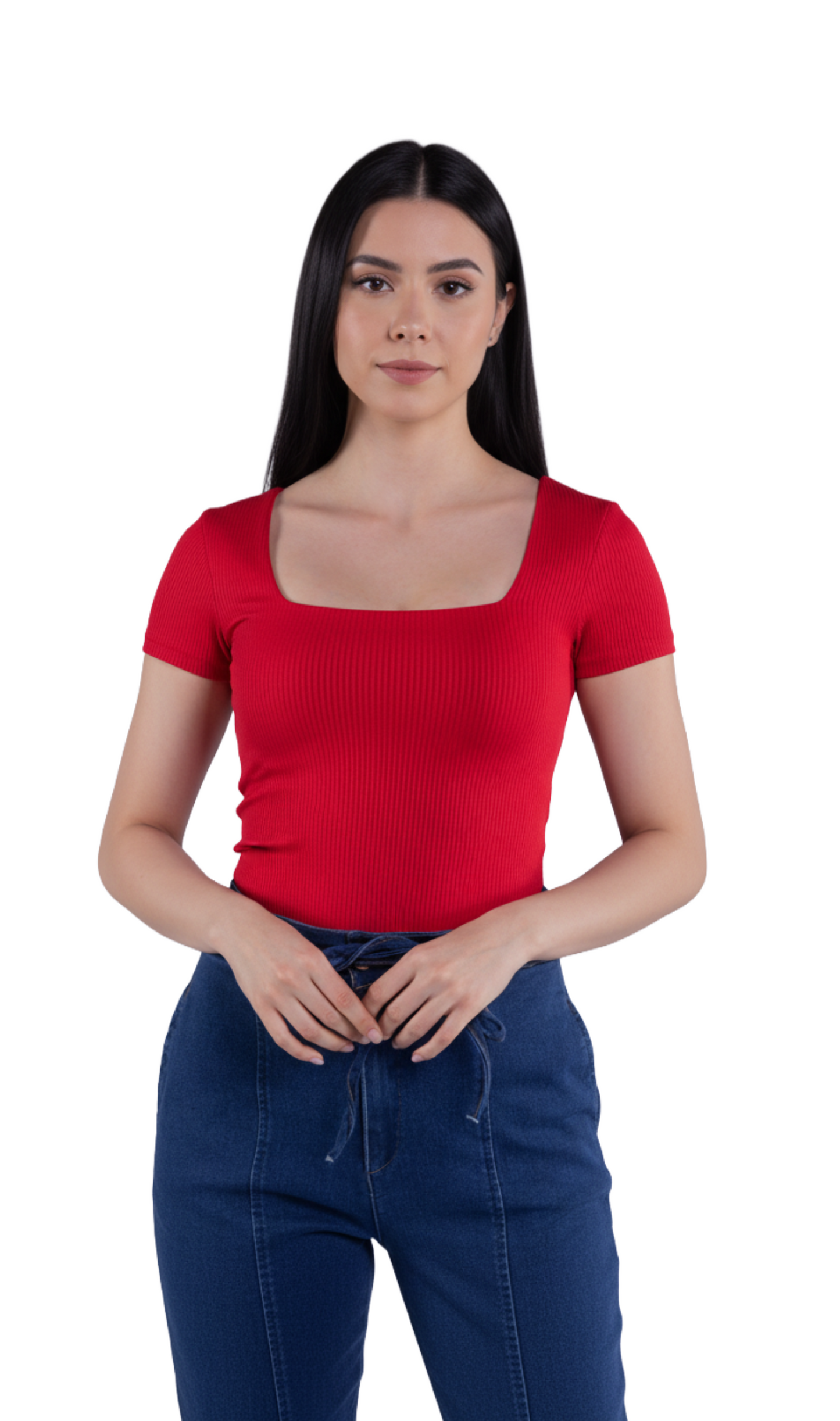 Crop top cuello cuadrado color rojo