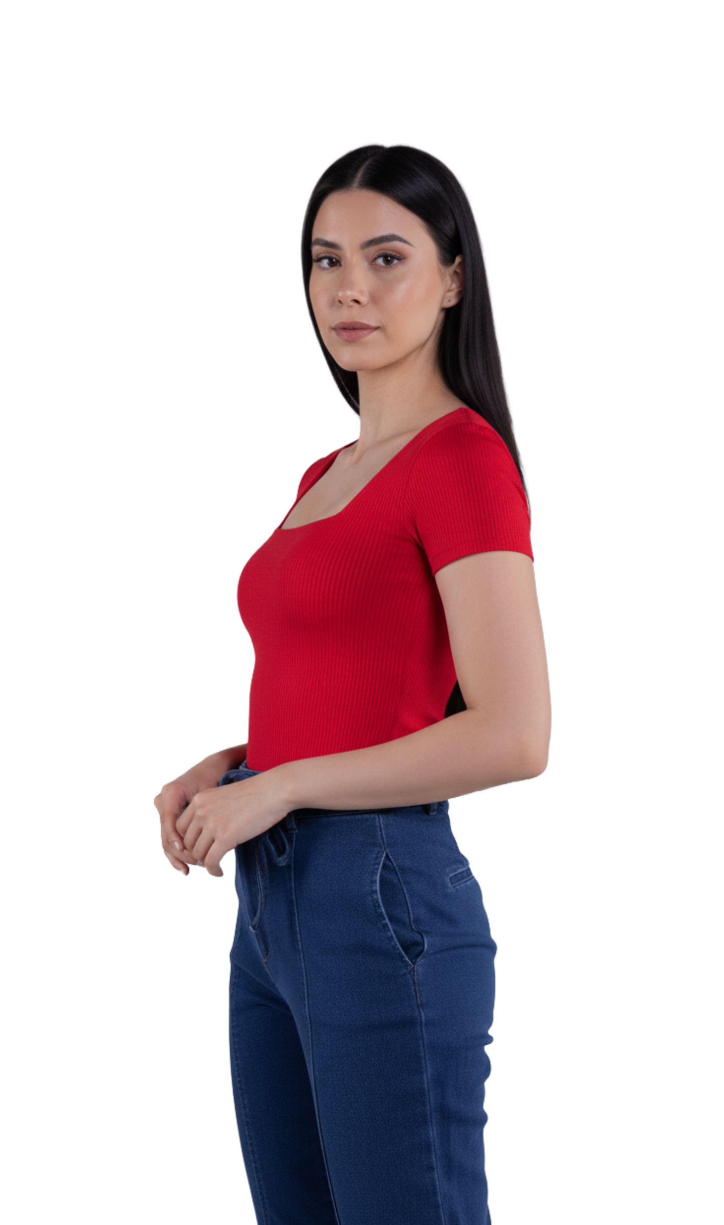 Crop top cuello cuadrado color rojo