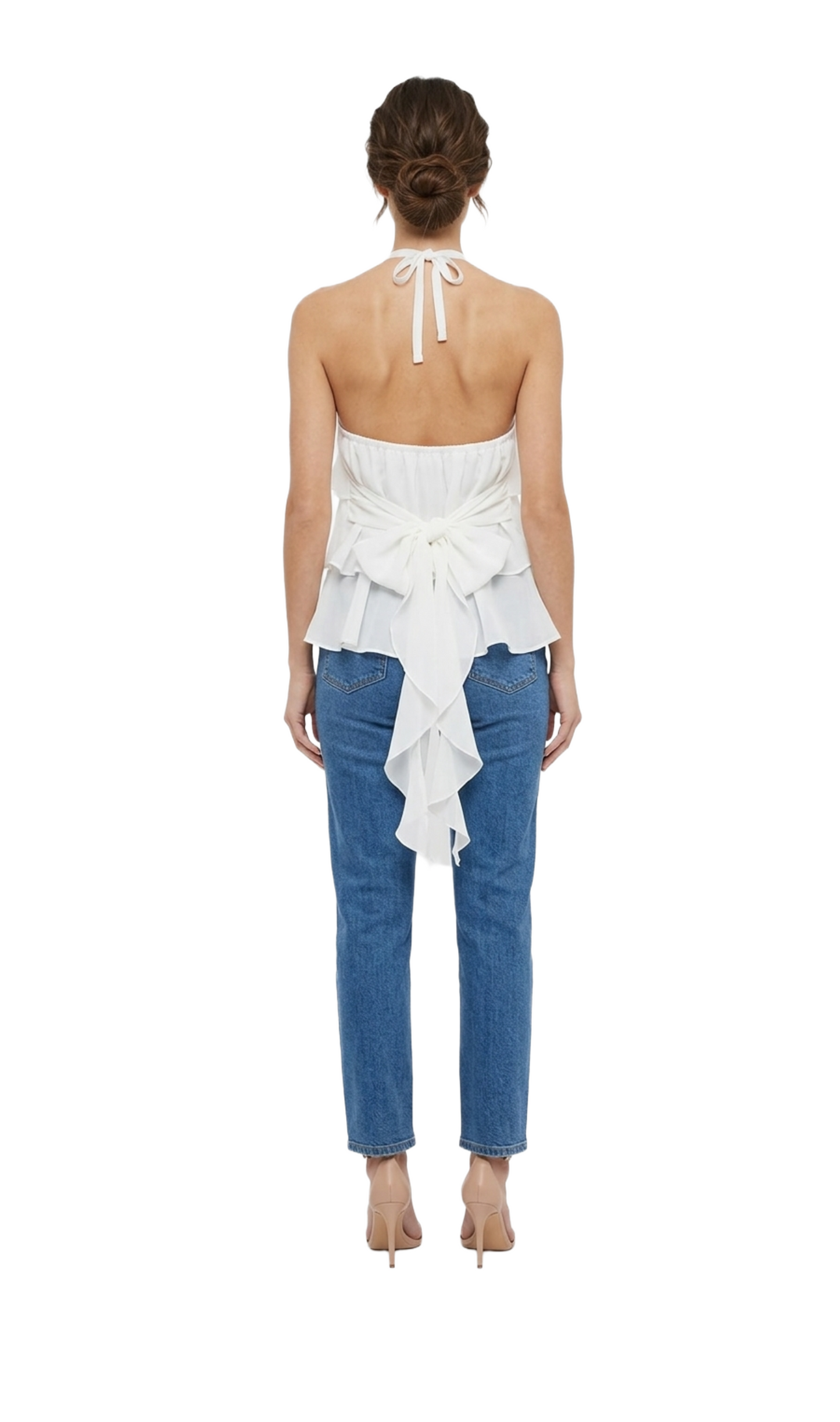 Blusa estilo halter con olanes