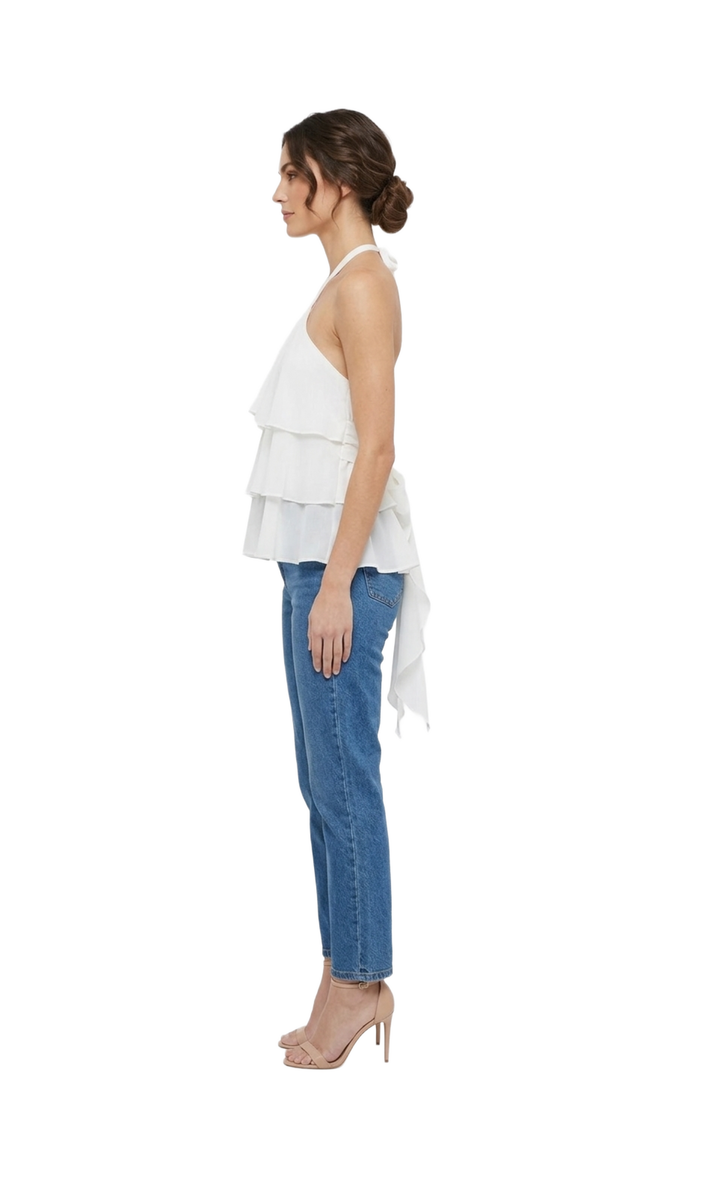 Blusa estilo halter con olanes