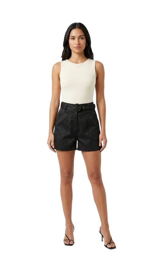 Short negro de vestir con cinturon de tela