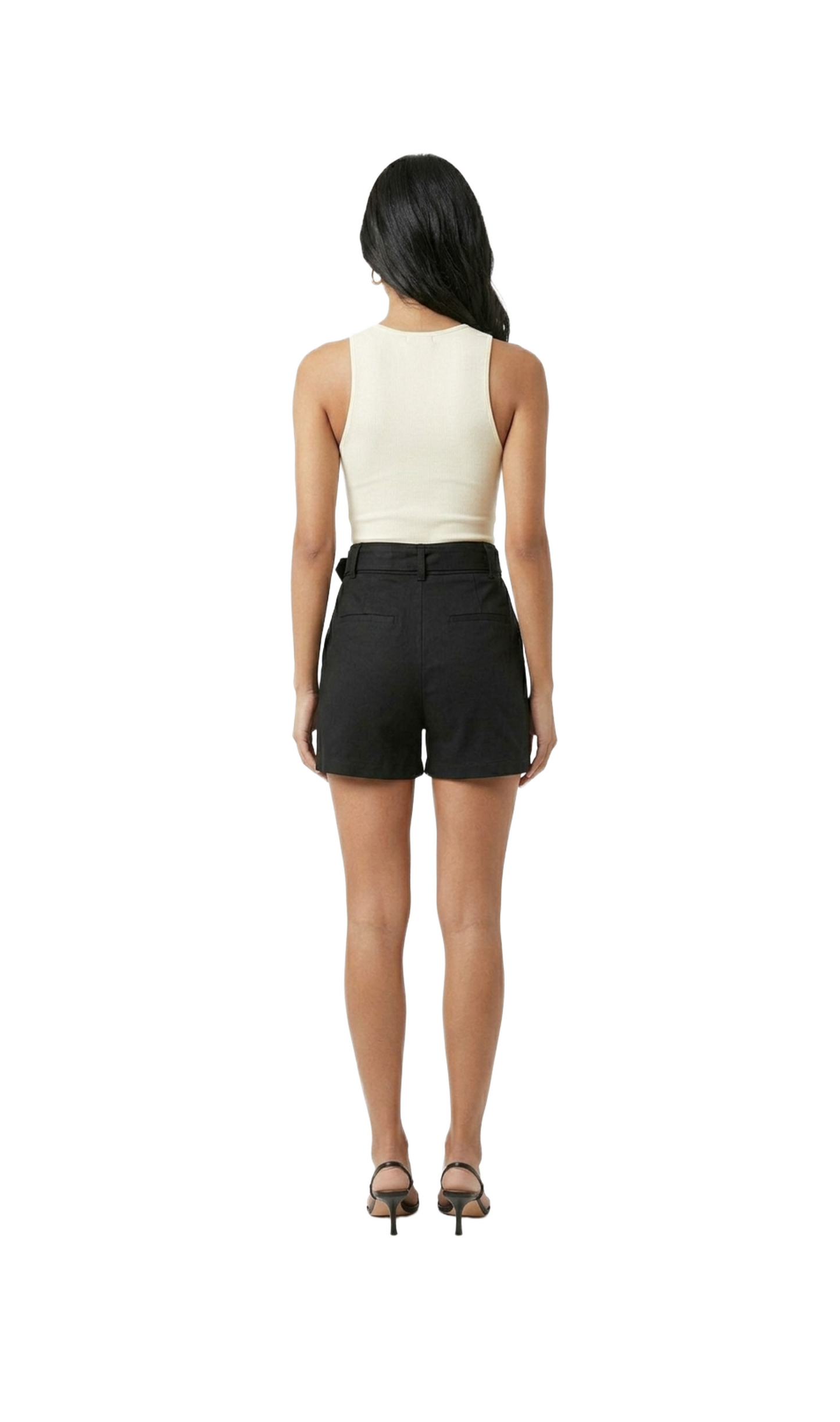 Short negro de vestir con cinturon de tela