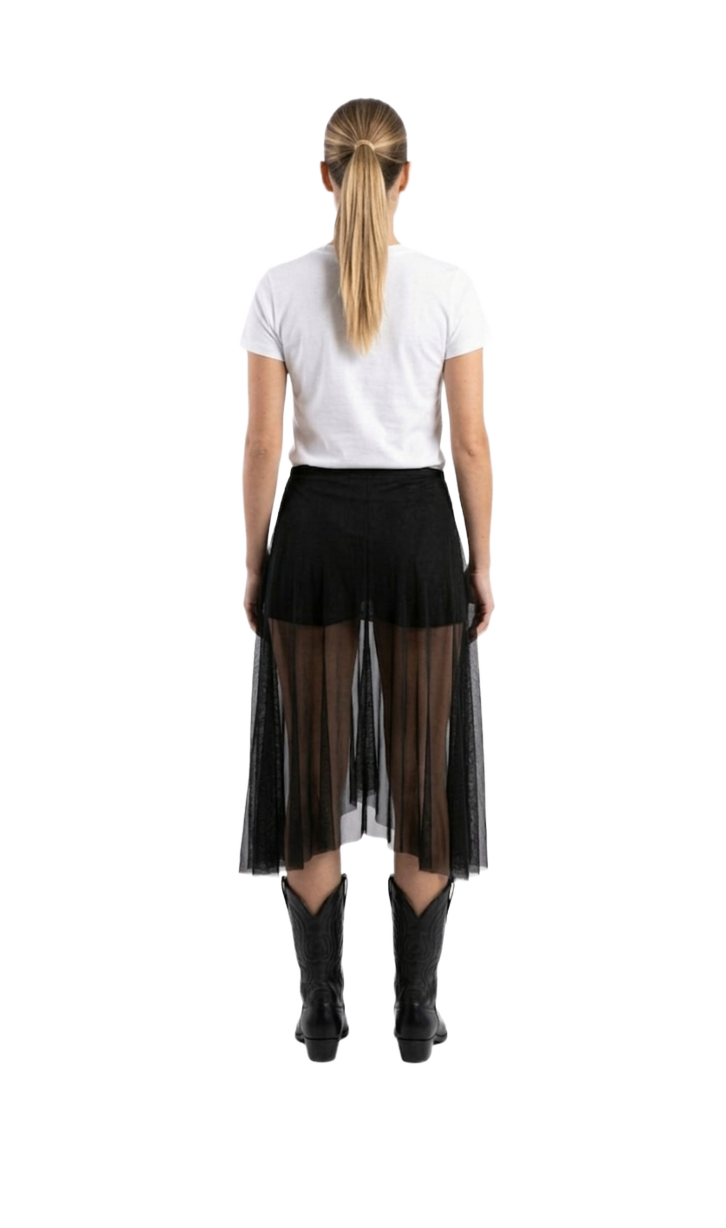 Falda negra tipo mesh