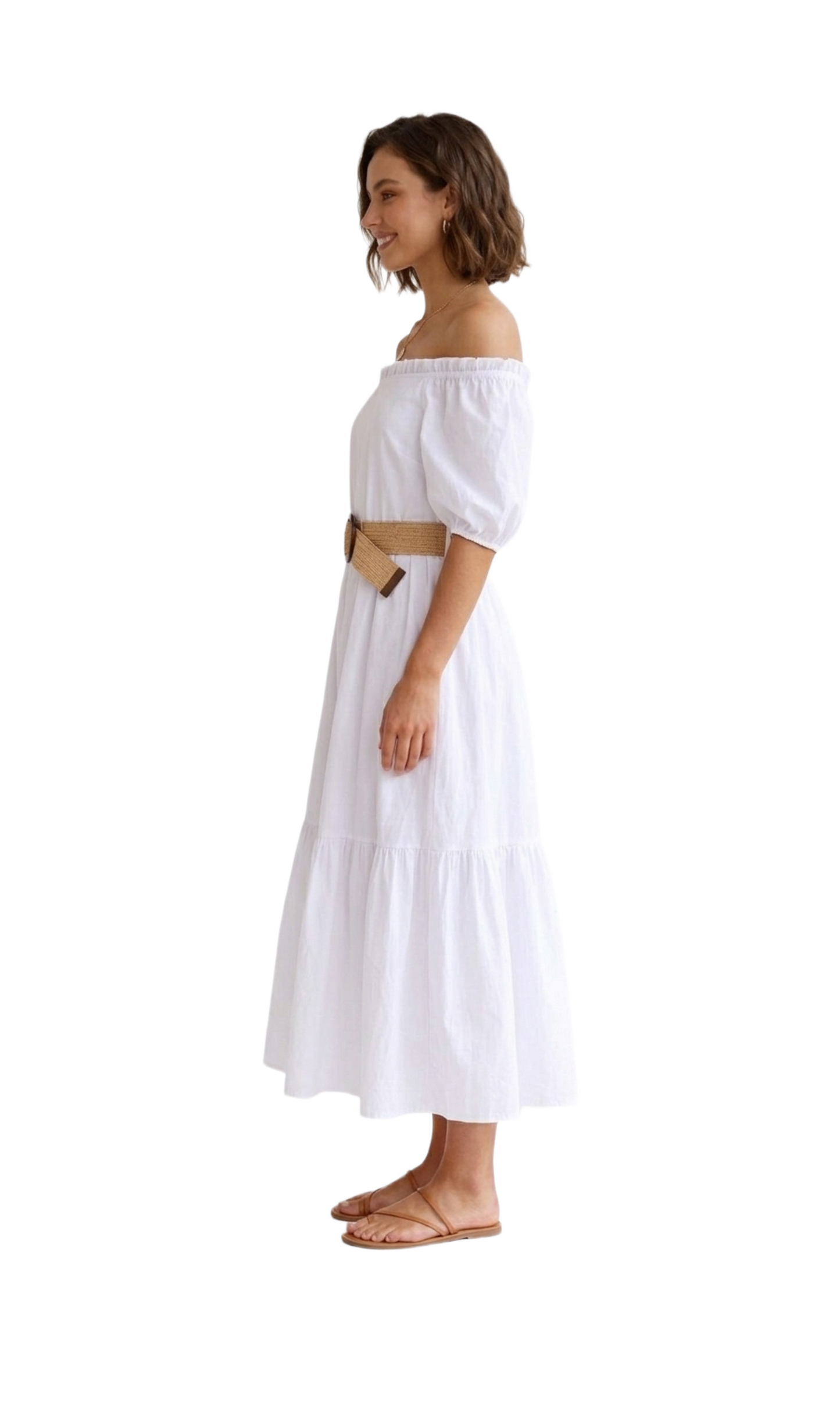 Vestido largo campesino con cinturón