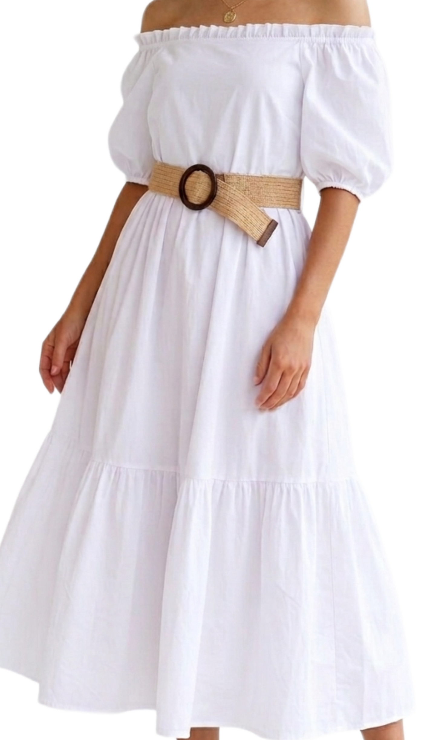 Vestido largo campesino con cinturón