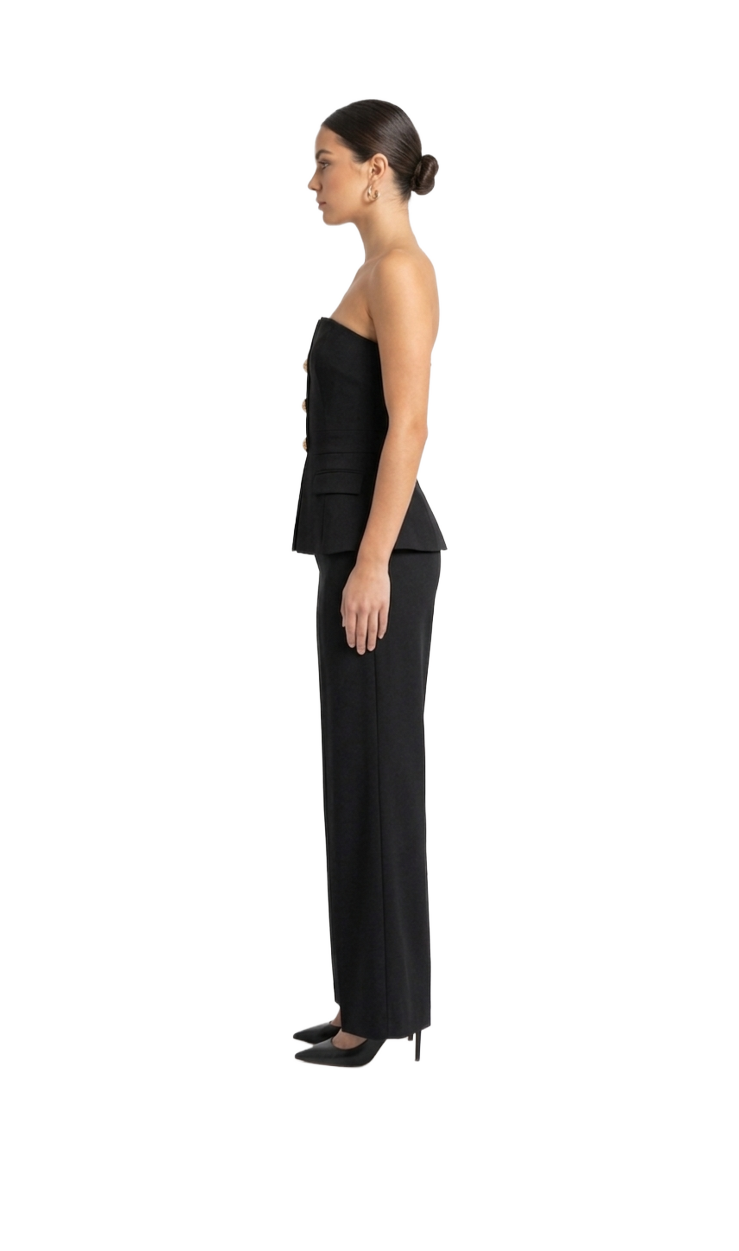 Jumper negro strapple con detalle de botones