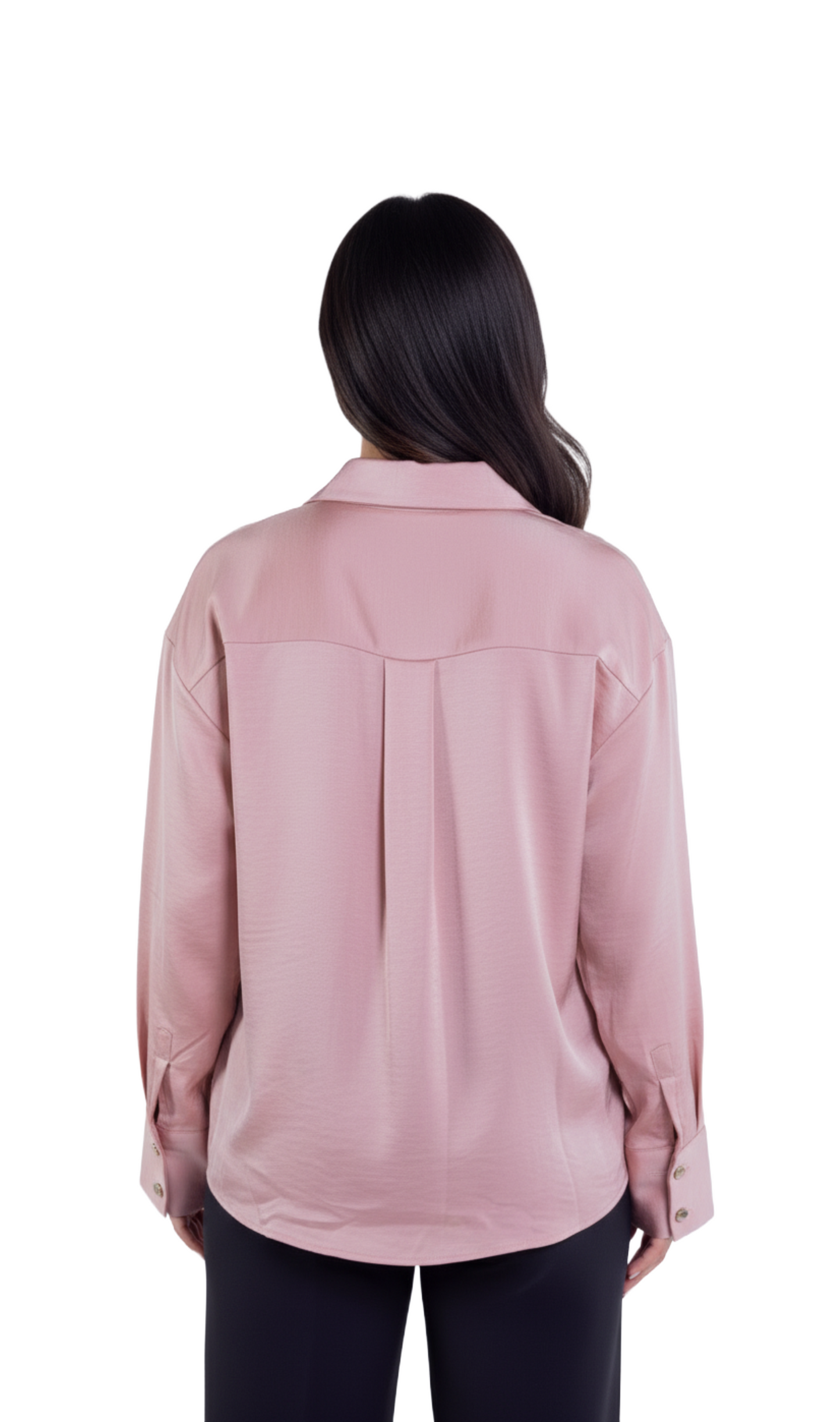 Blusa satinada de botones rosa