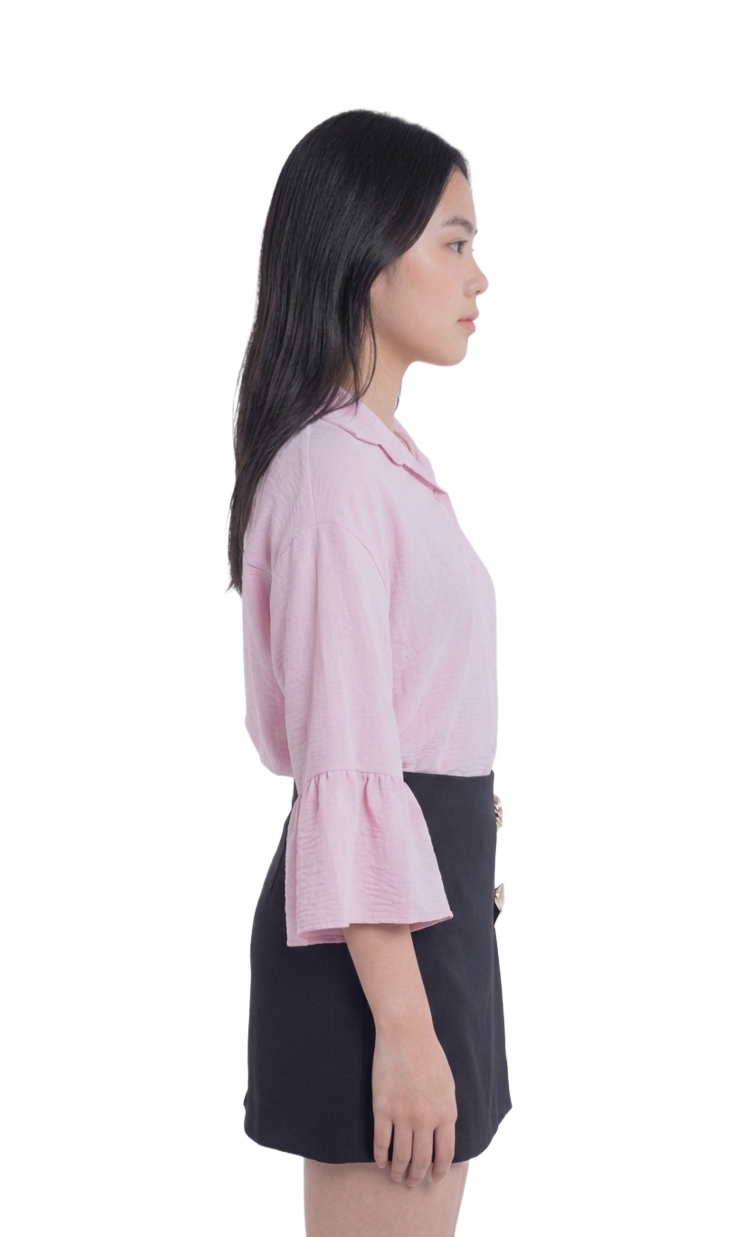 Blusa rosa con manga amplia rosa abotonada