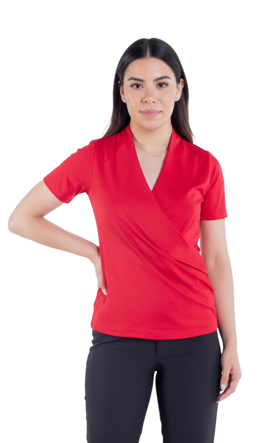 Blusa roja con escote cruzado