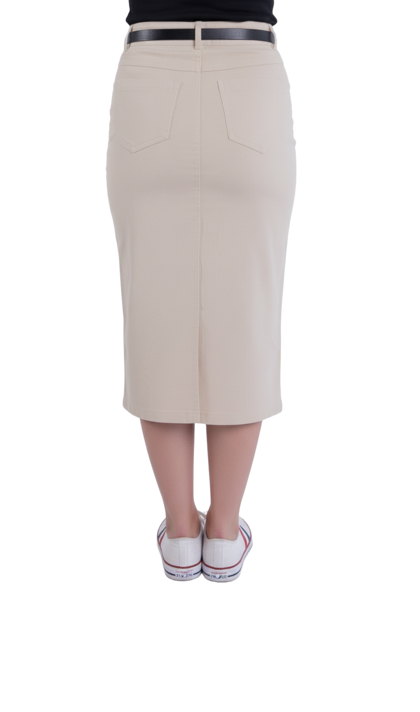 Falda de mezclilla beige con cinto