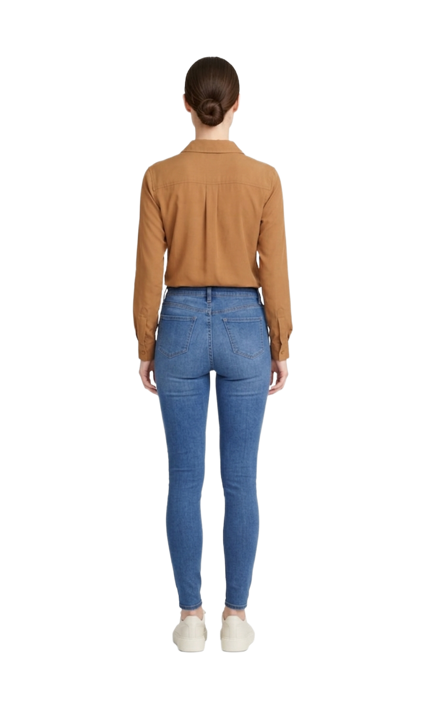 Blusa cafe abotonada manga larga semi overzise