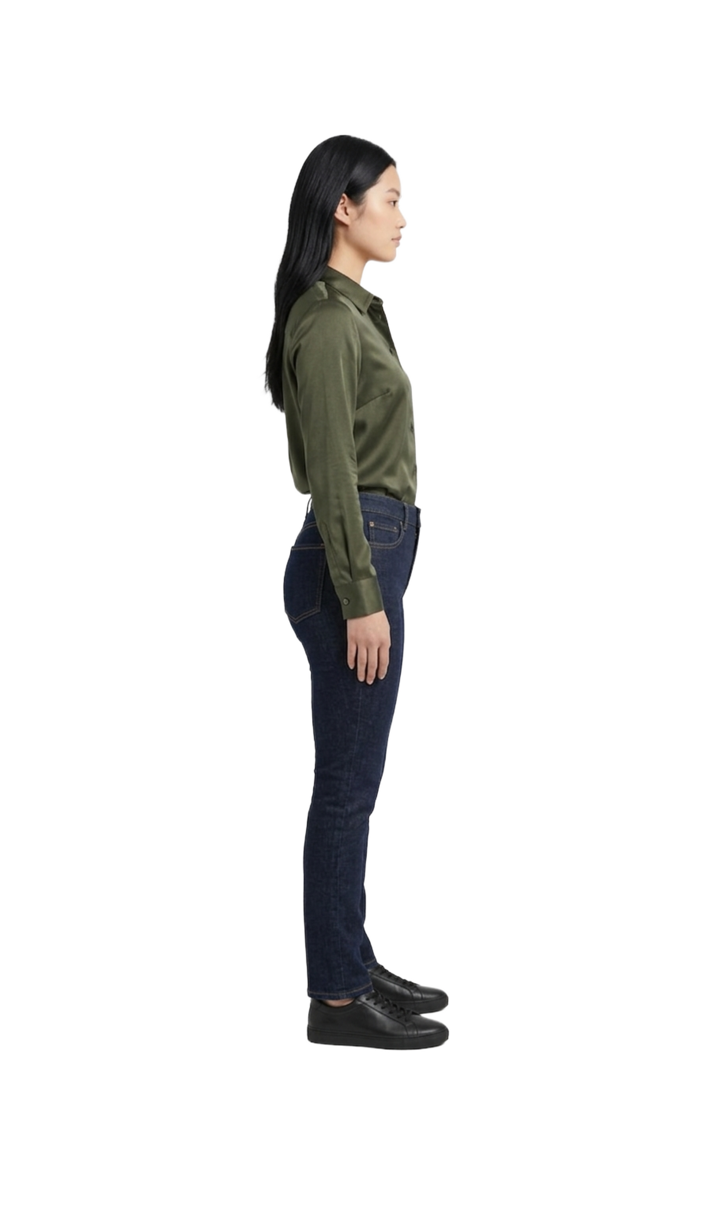 Blusa satinada tipo fit manga larga