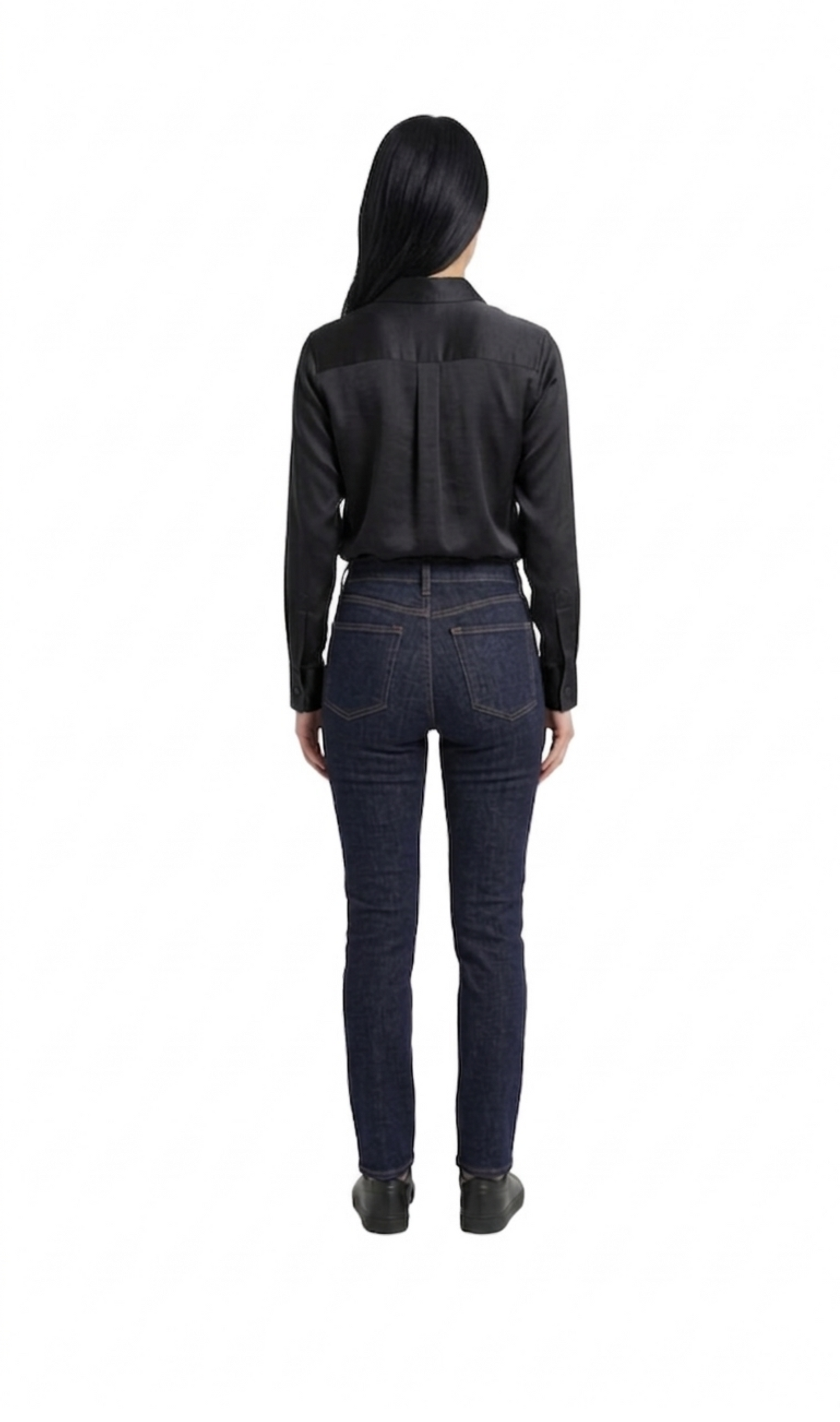 Blusa satinada tipo fit manga larga