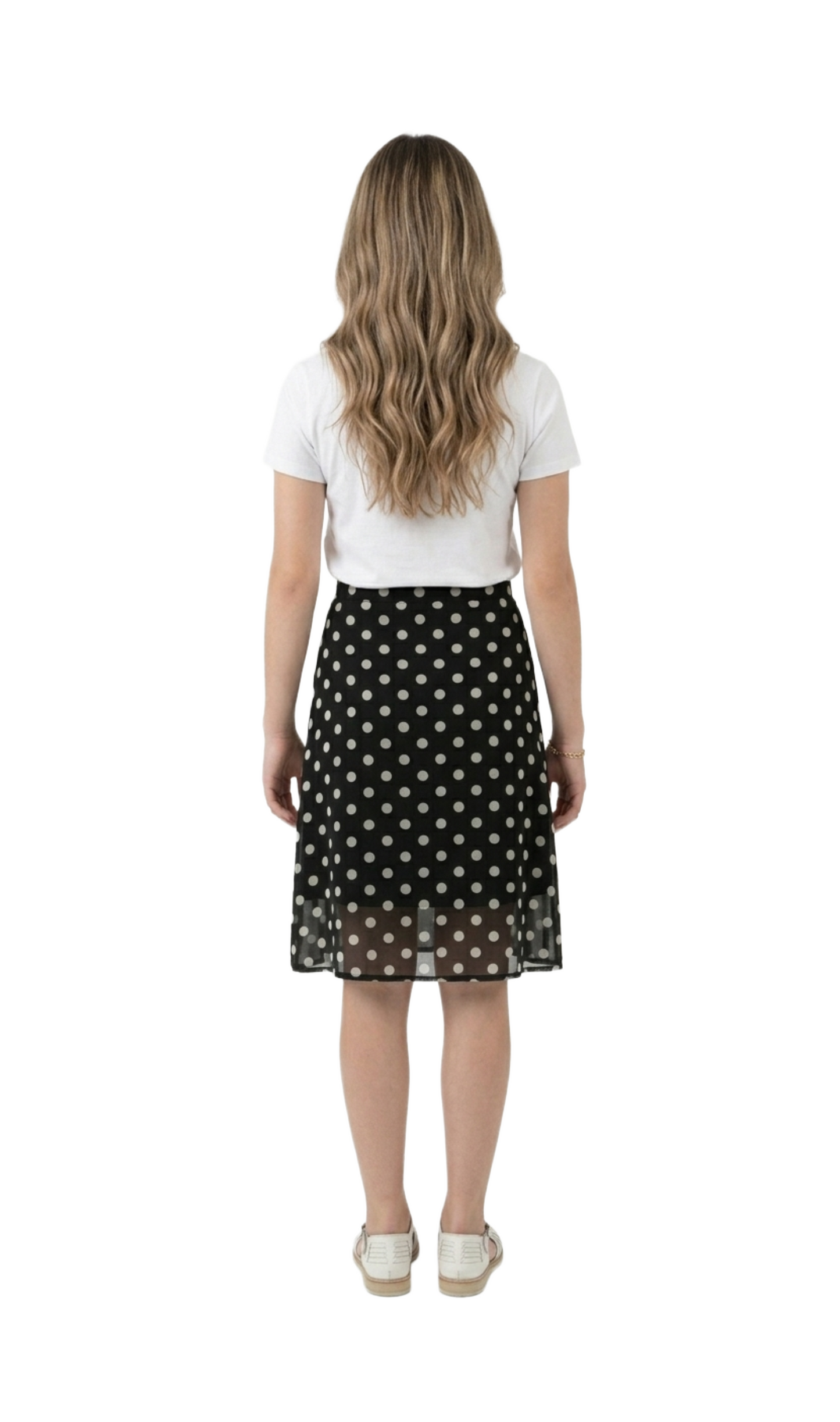 Falda negra con círculos blancos