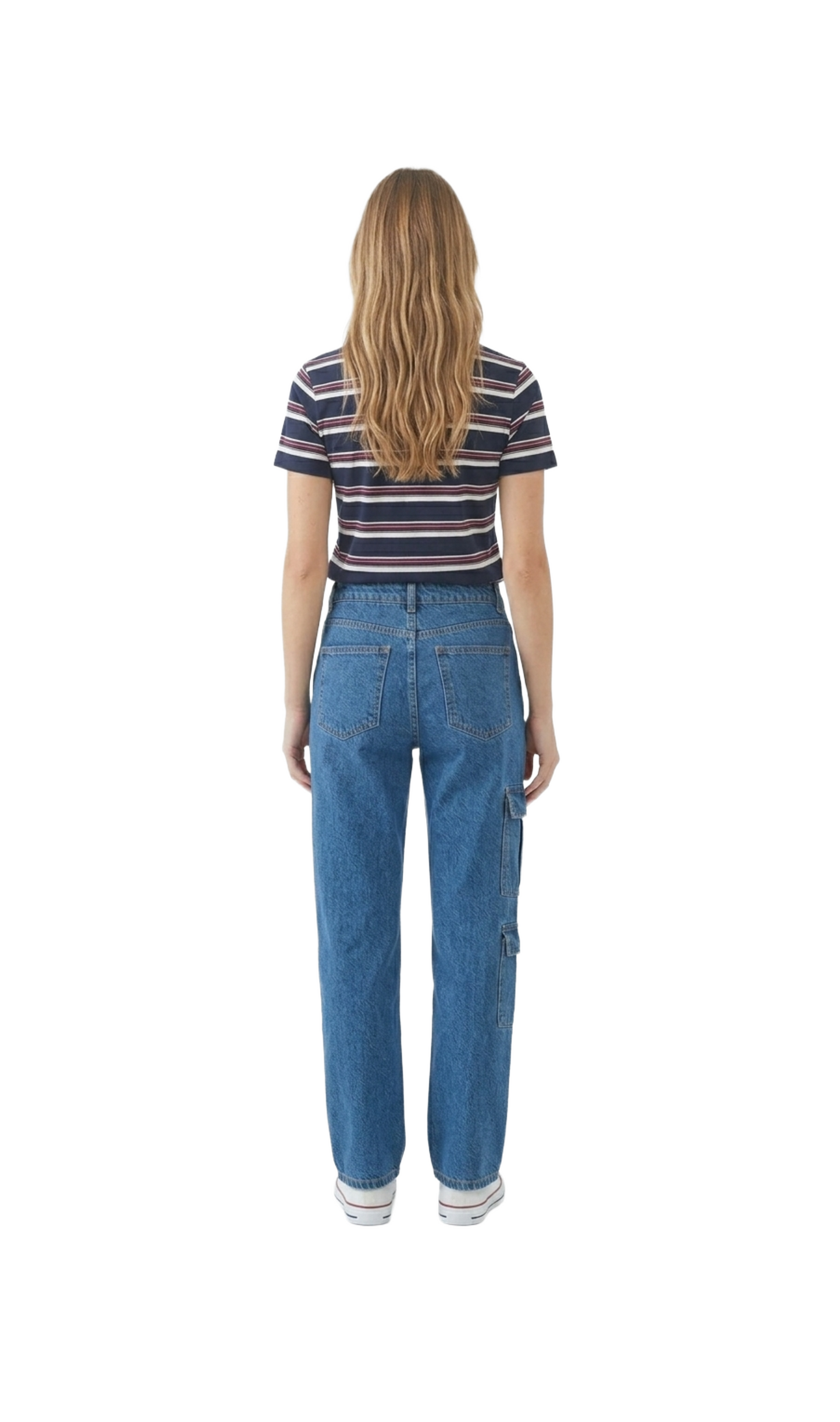 Blusa de rayas de cuello redondo tipo playera