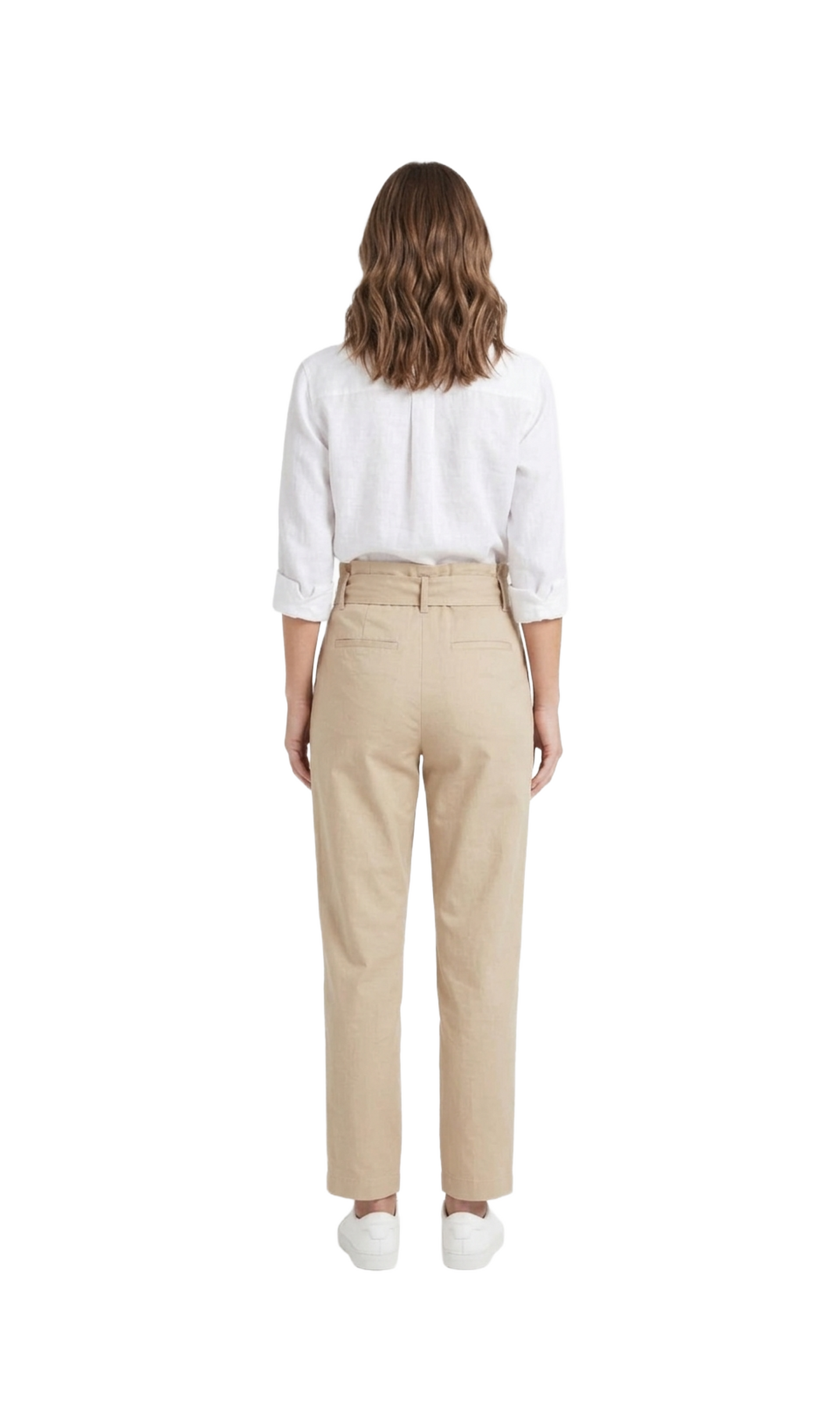 Pantalón beige con amarre en la cintura
