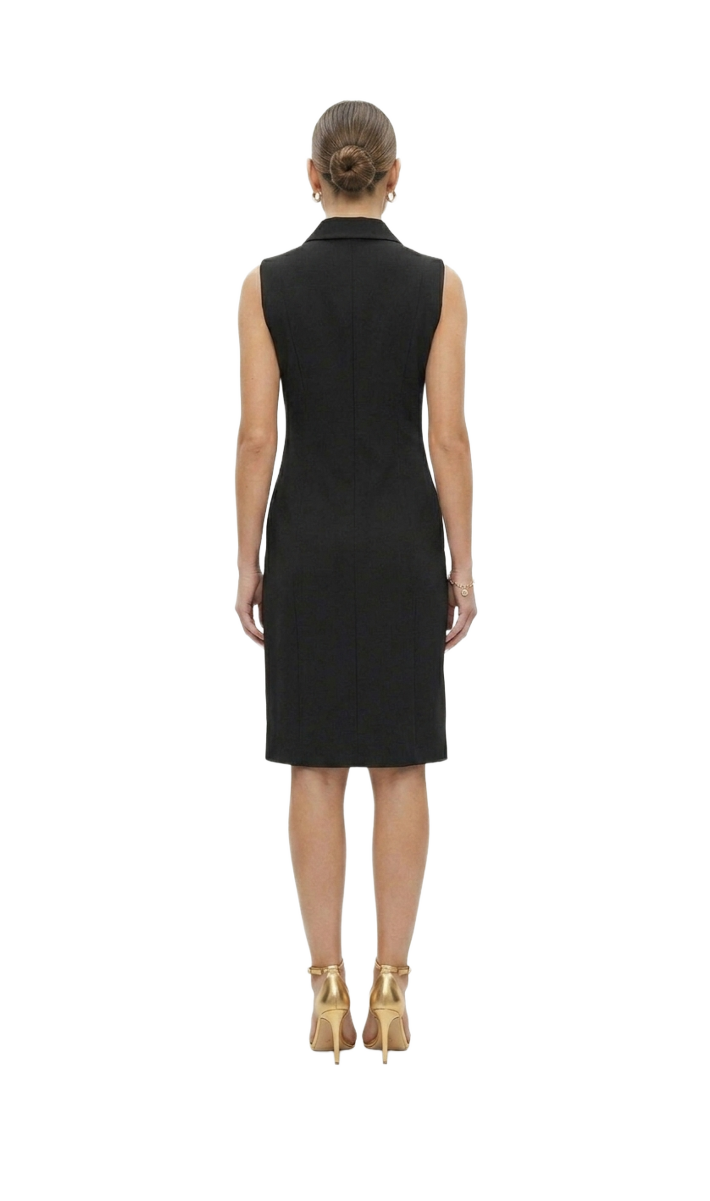 Vestido negro abotonado seccionado