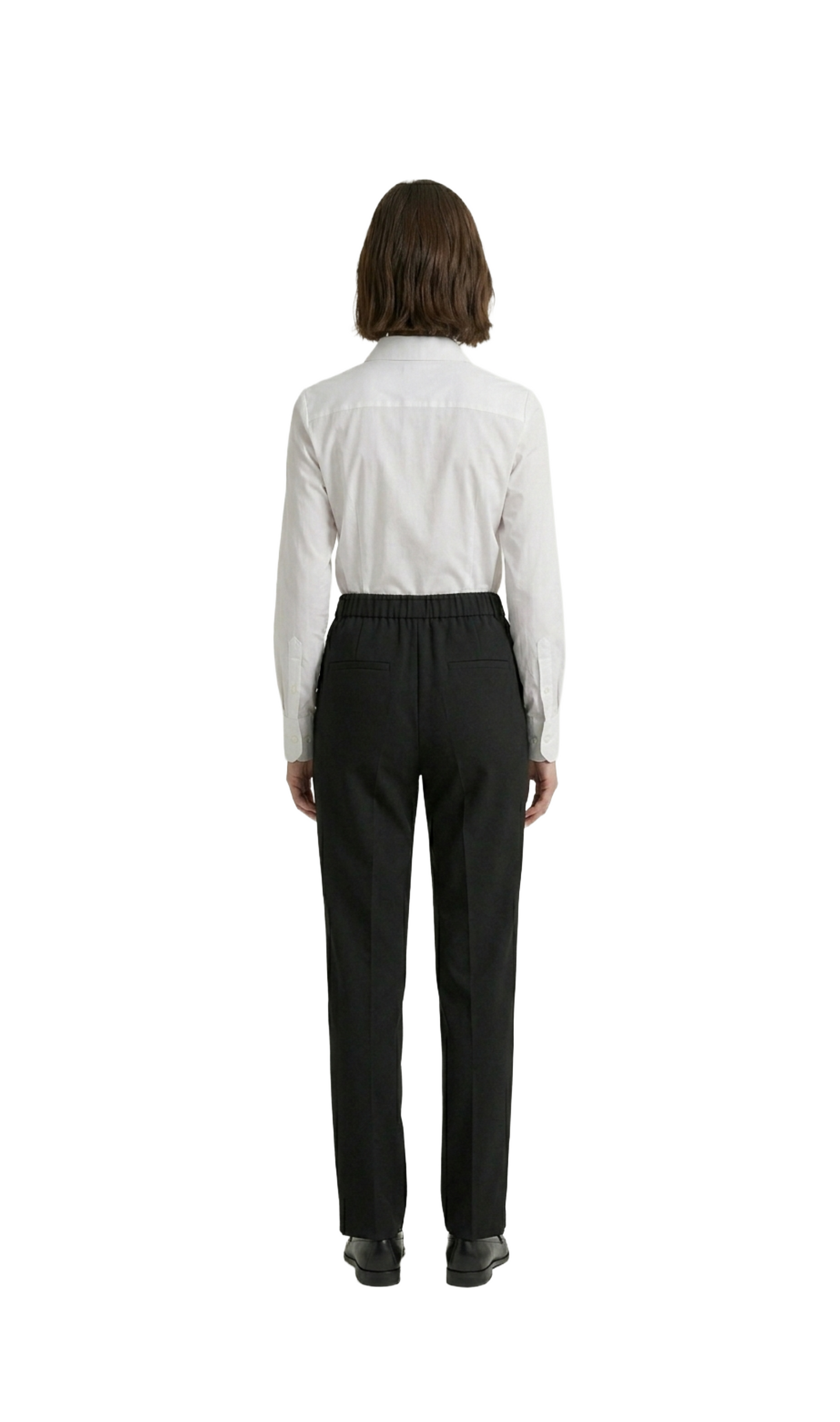 Pantalón negro de vestir con pinzas y elástico en cintura