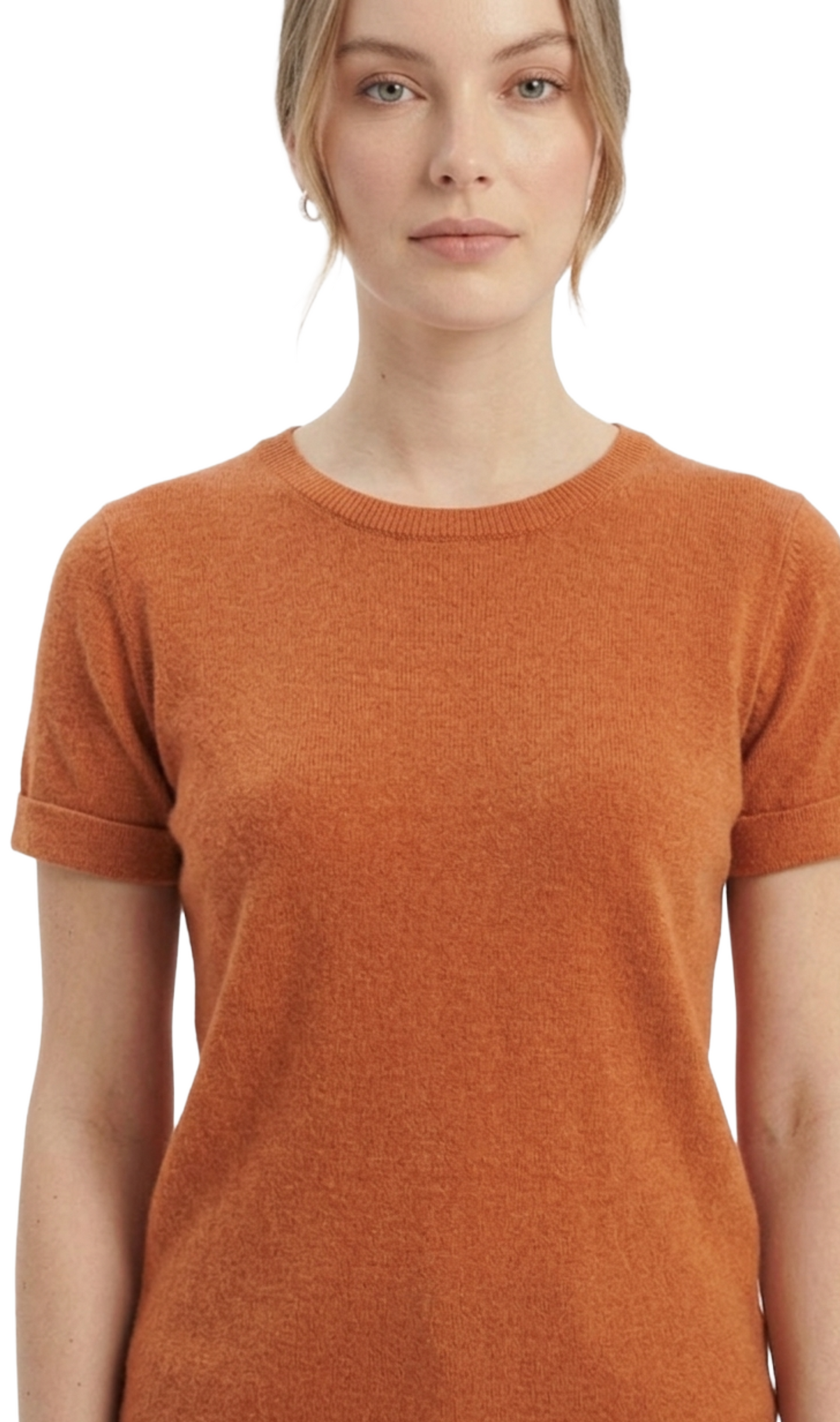 Blusa naranja con dobladillo en manga