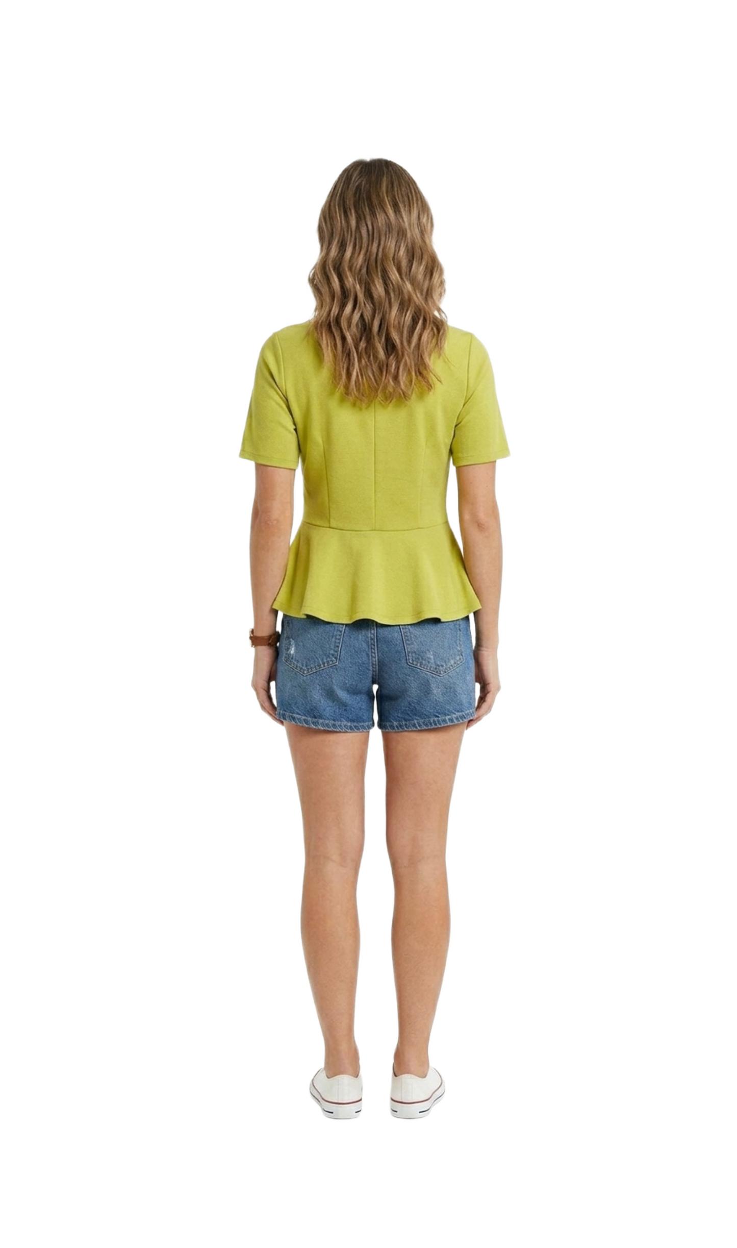 Blusa verde con olan en costura