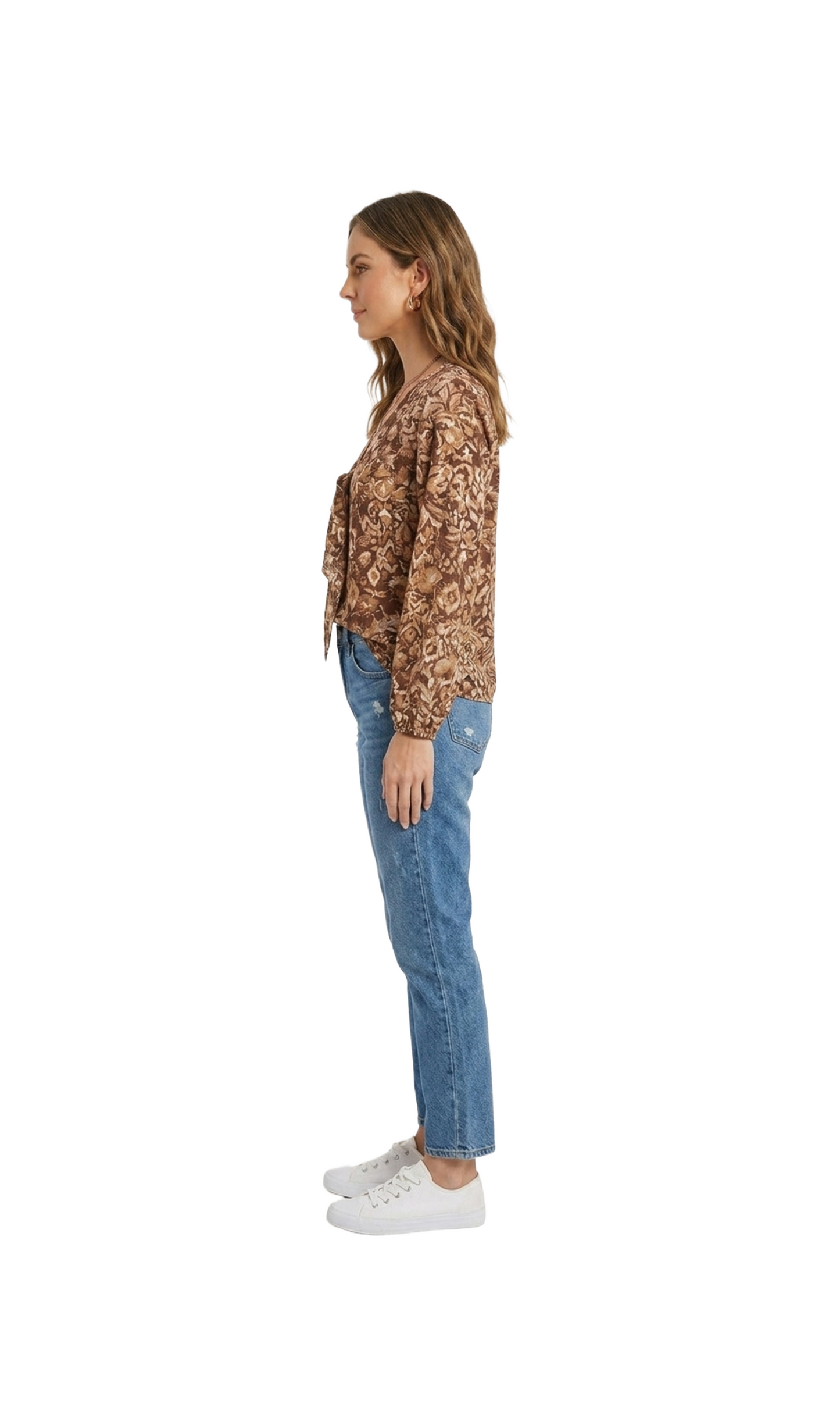 Blusa estampado de naturaleza color cafe