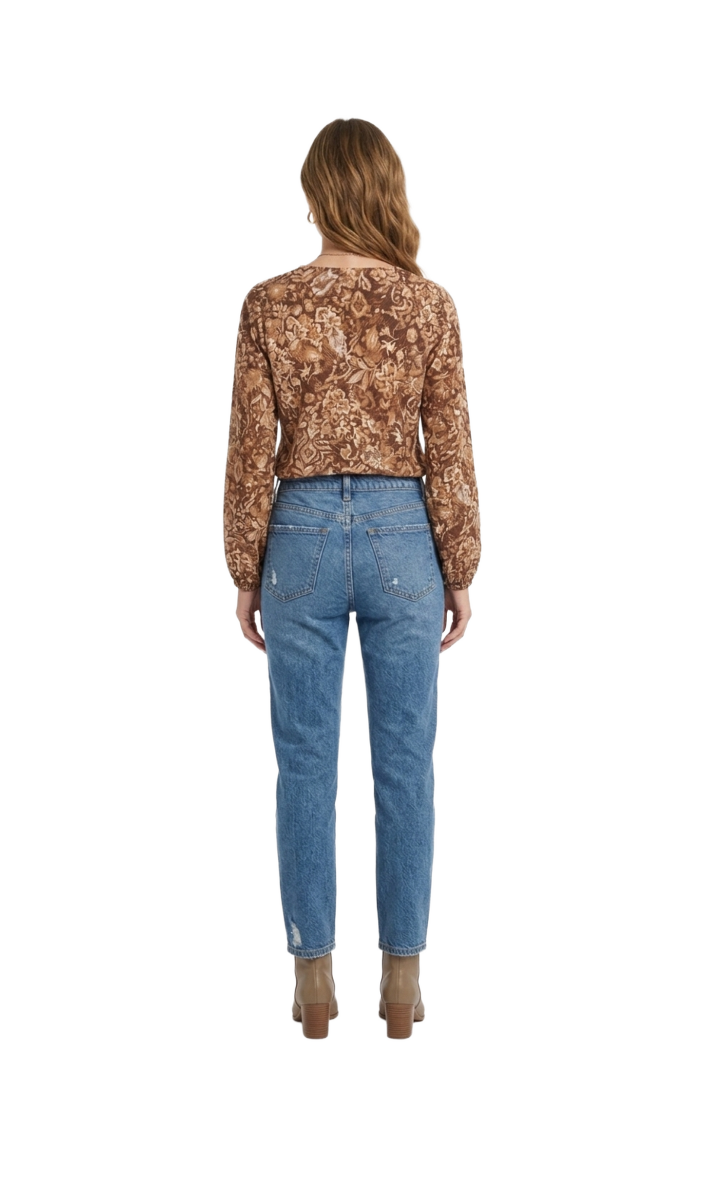 Blusa estampado de naturaleza color cafe
