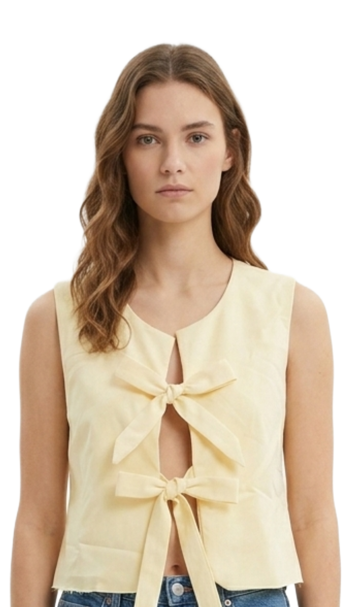 Blusa amarilla con amarres al frente